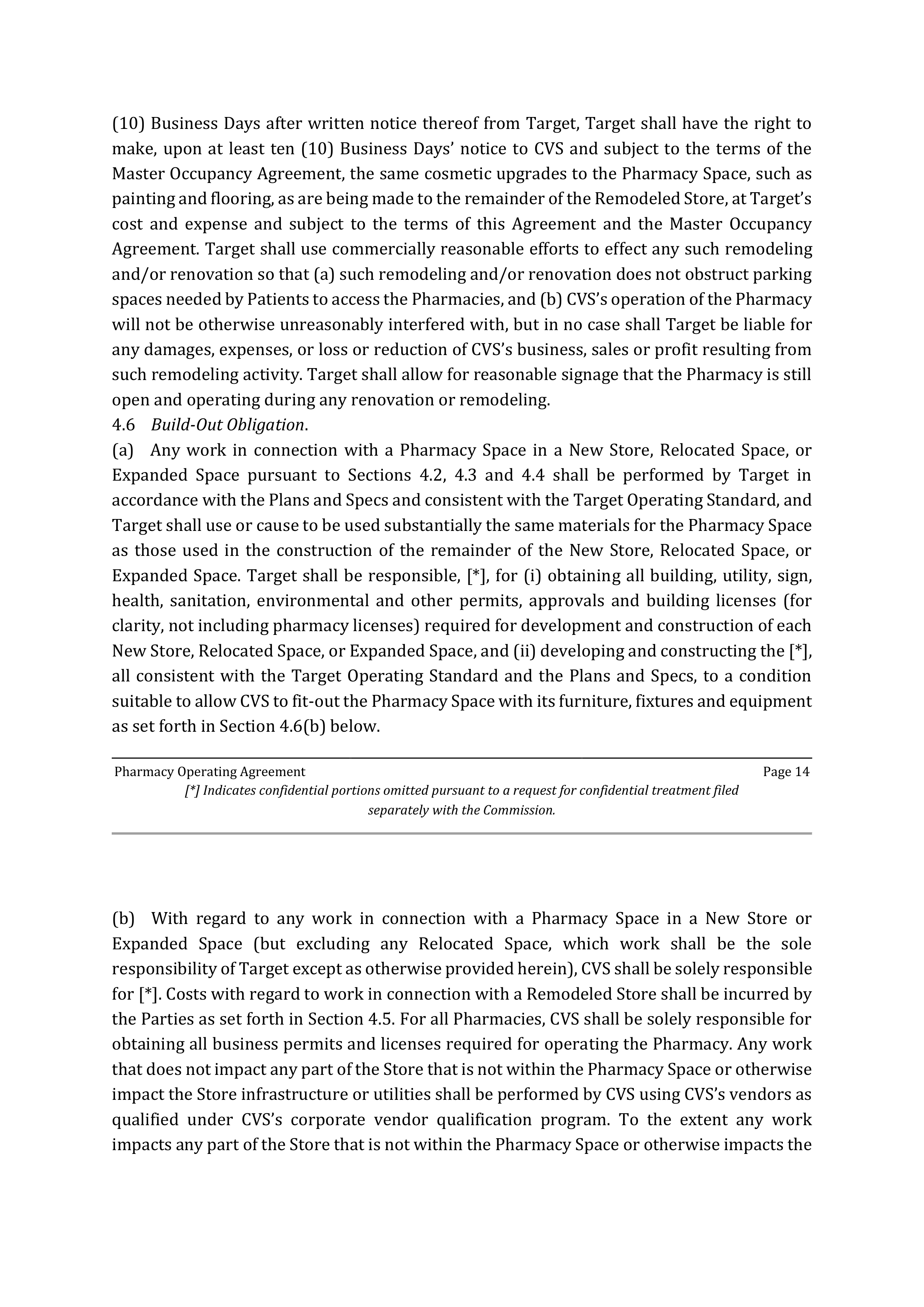 TARGET CORPORATION PHARMACY OPERATING AGREEMENT — page 14
