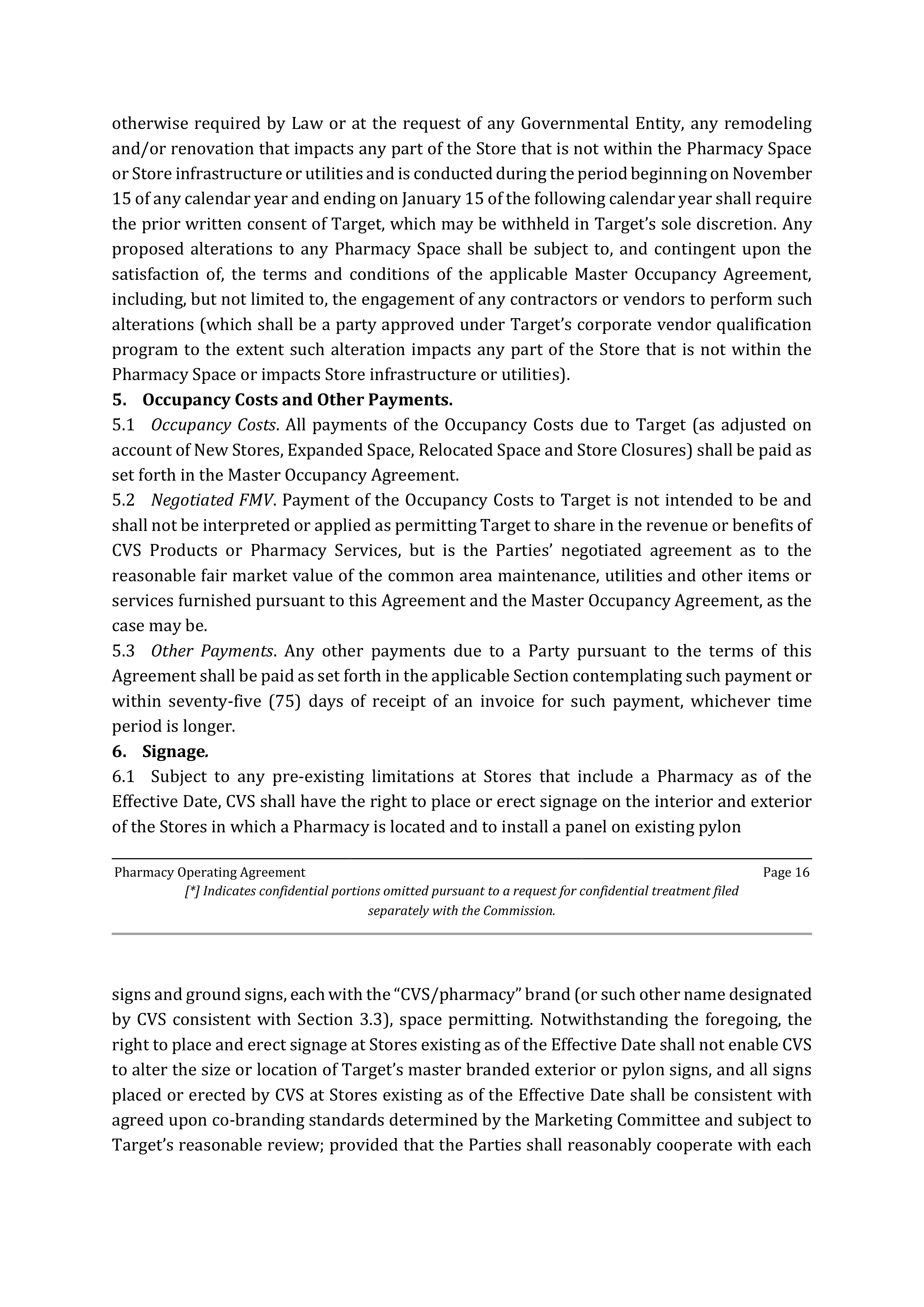TARGET CORPORATION PHARMACY OPERATING AGREEMENT — page 16