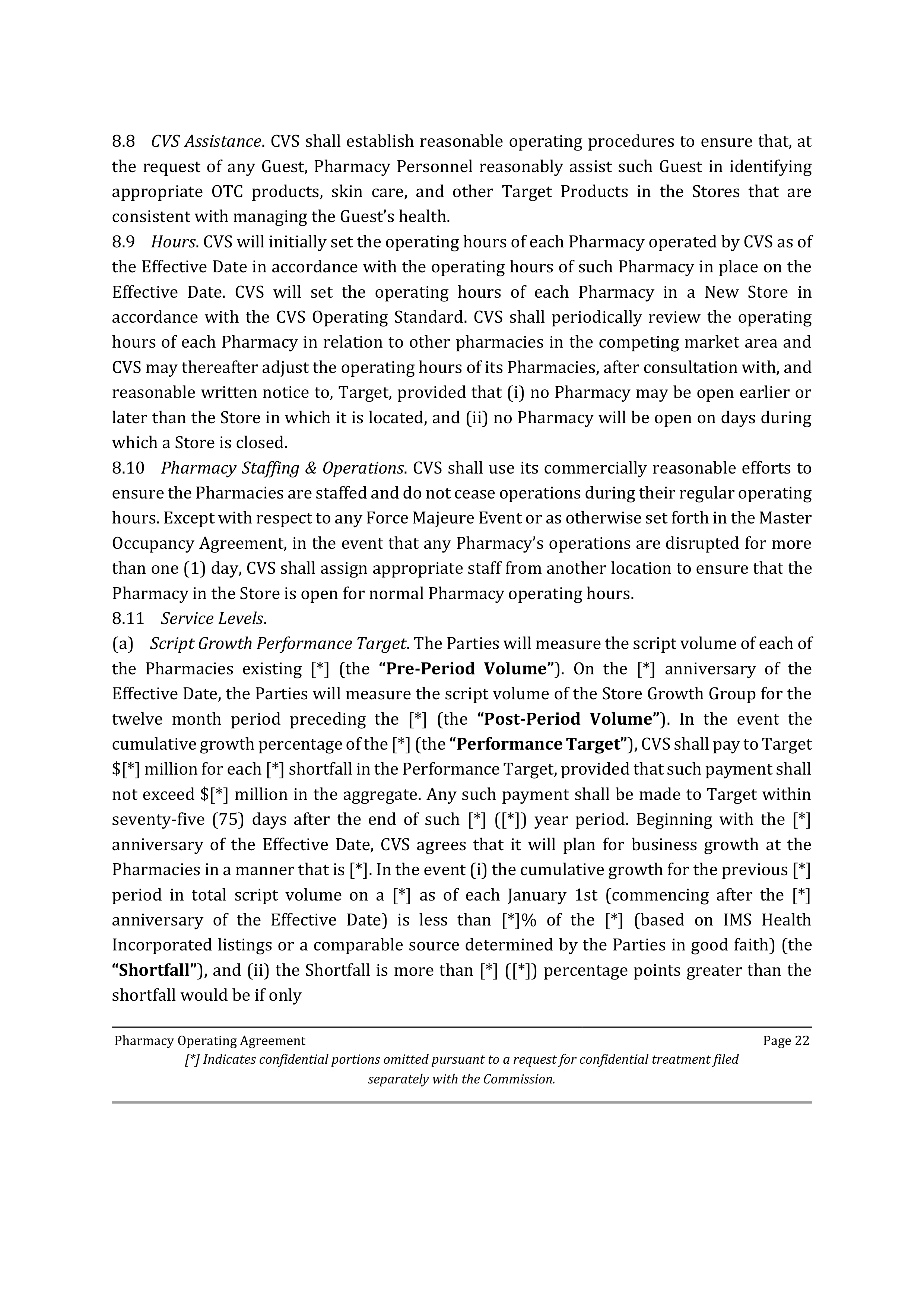 TARGET CORPORATION PHARMACY OPERATING AGREEMENT — page 22