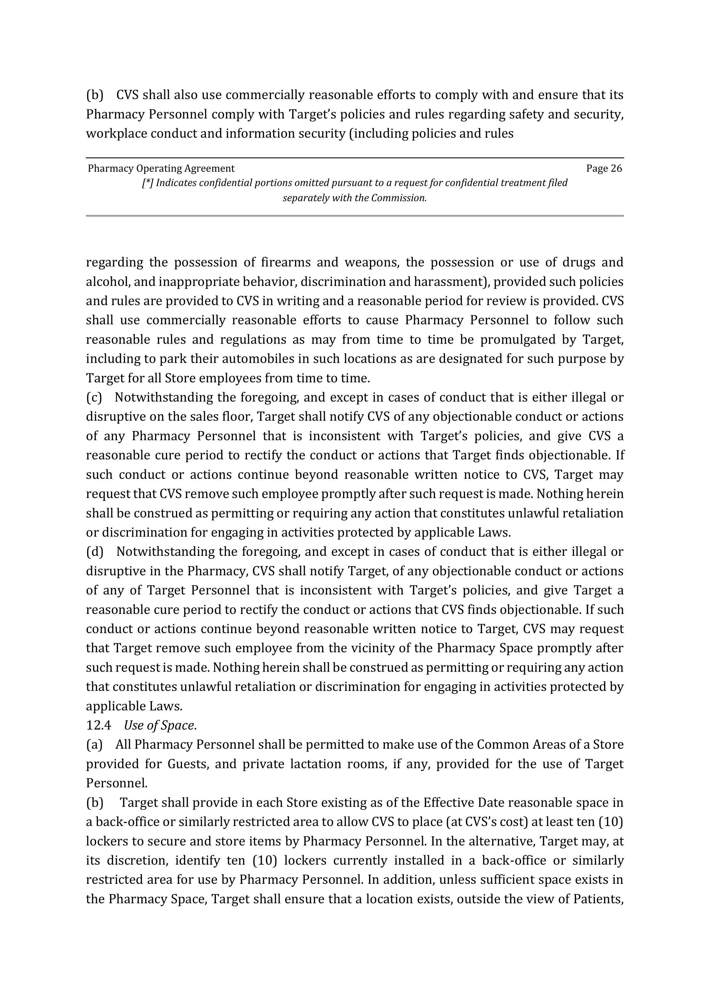 TARGET CORPORATION PHARMACY OPERATING AGREEMENT — page 27
