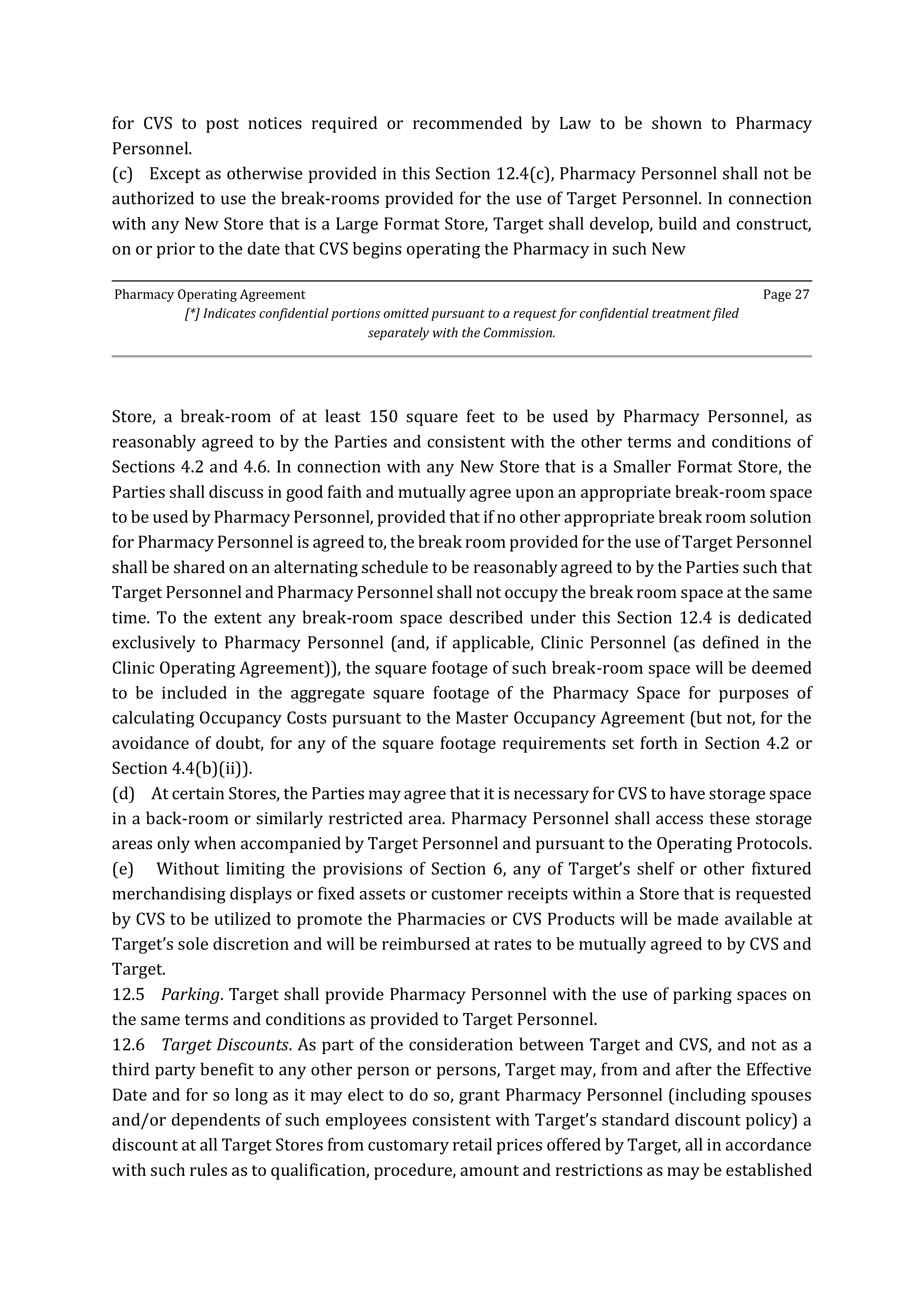 TARGET CORPORATION PHARMACY OPERATING AGREEMENT — page 28