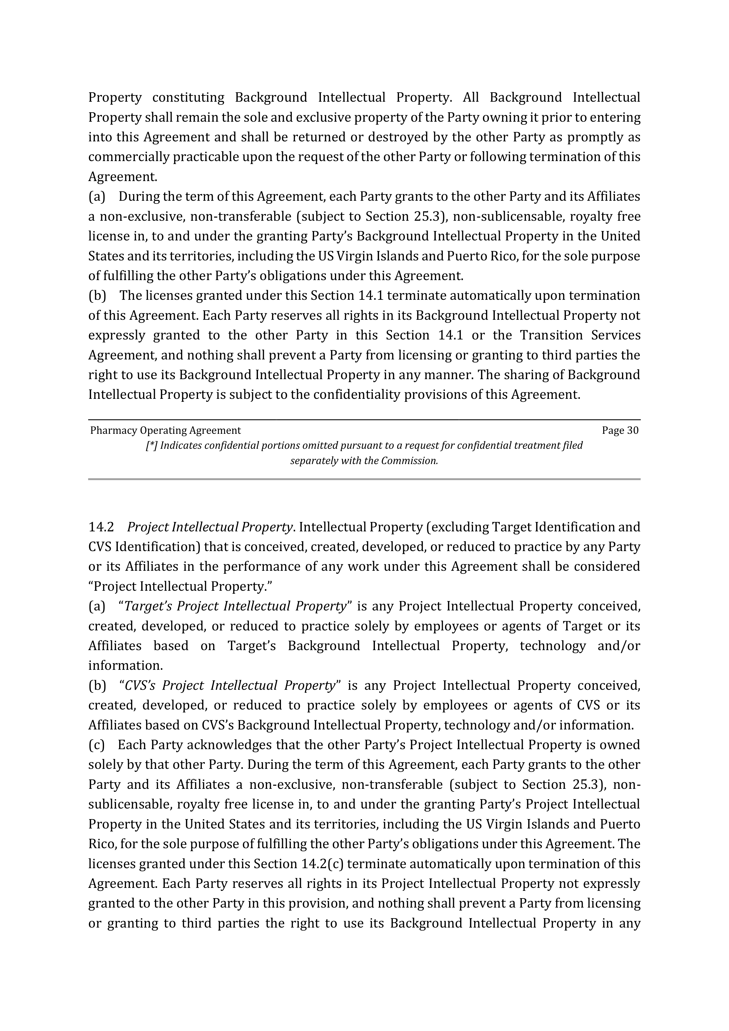 TARGET CORPORATION PHARMACY OPERATING AGREEMENT — page 31