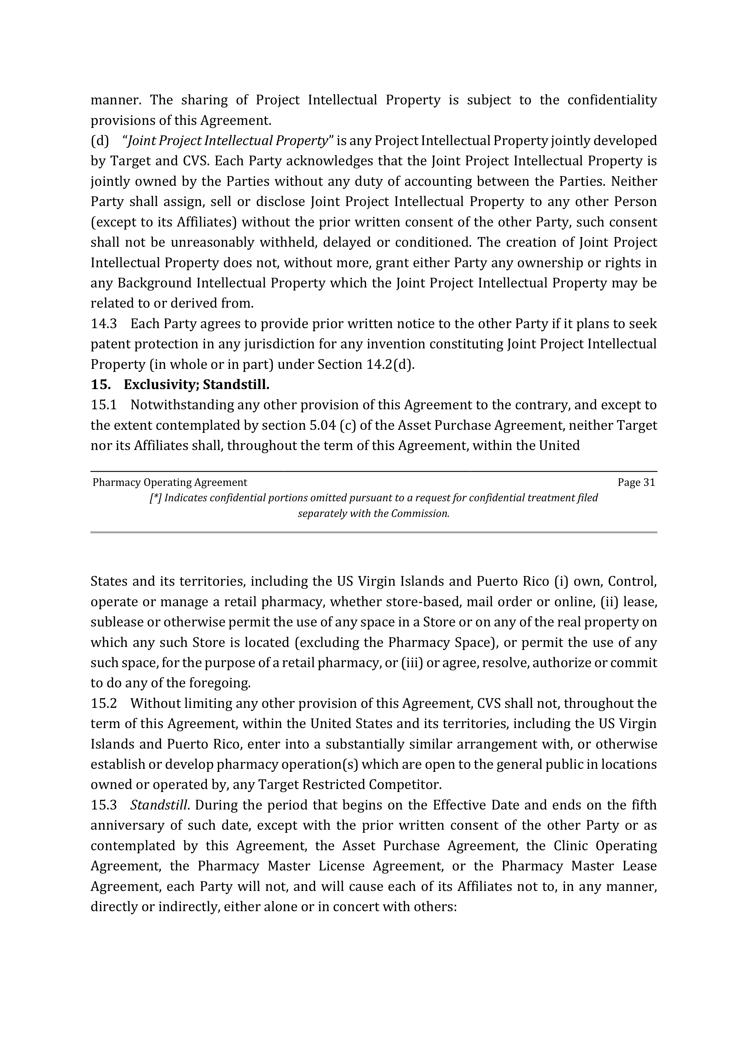 TARGET CORPORATION PHARMACY OPERATING AGREEMENT — page 32