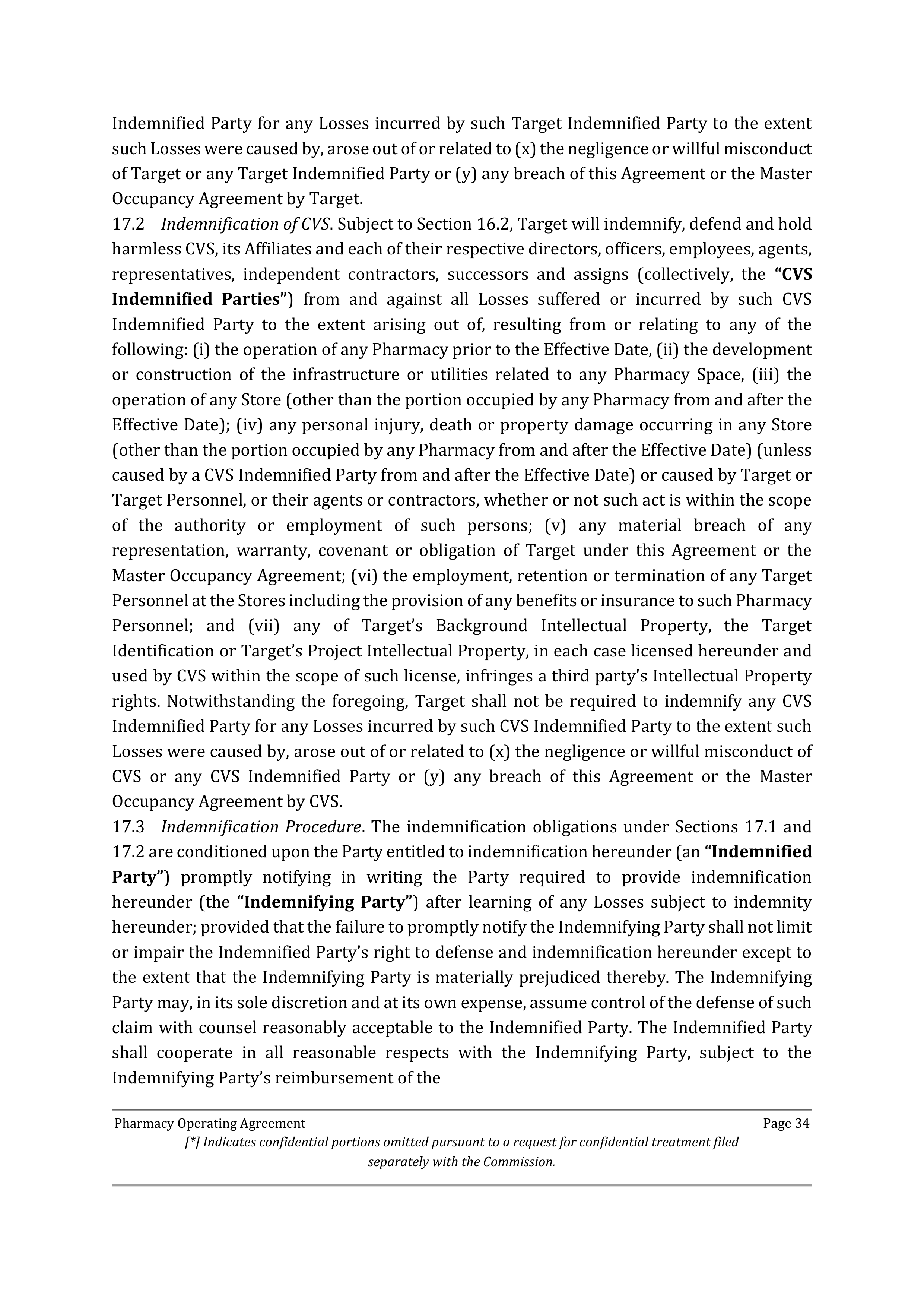 TARGET CORPORATION PHARMACY OPERATING AGREEMENT — page 35