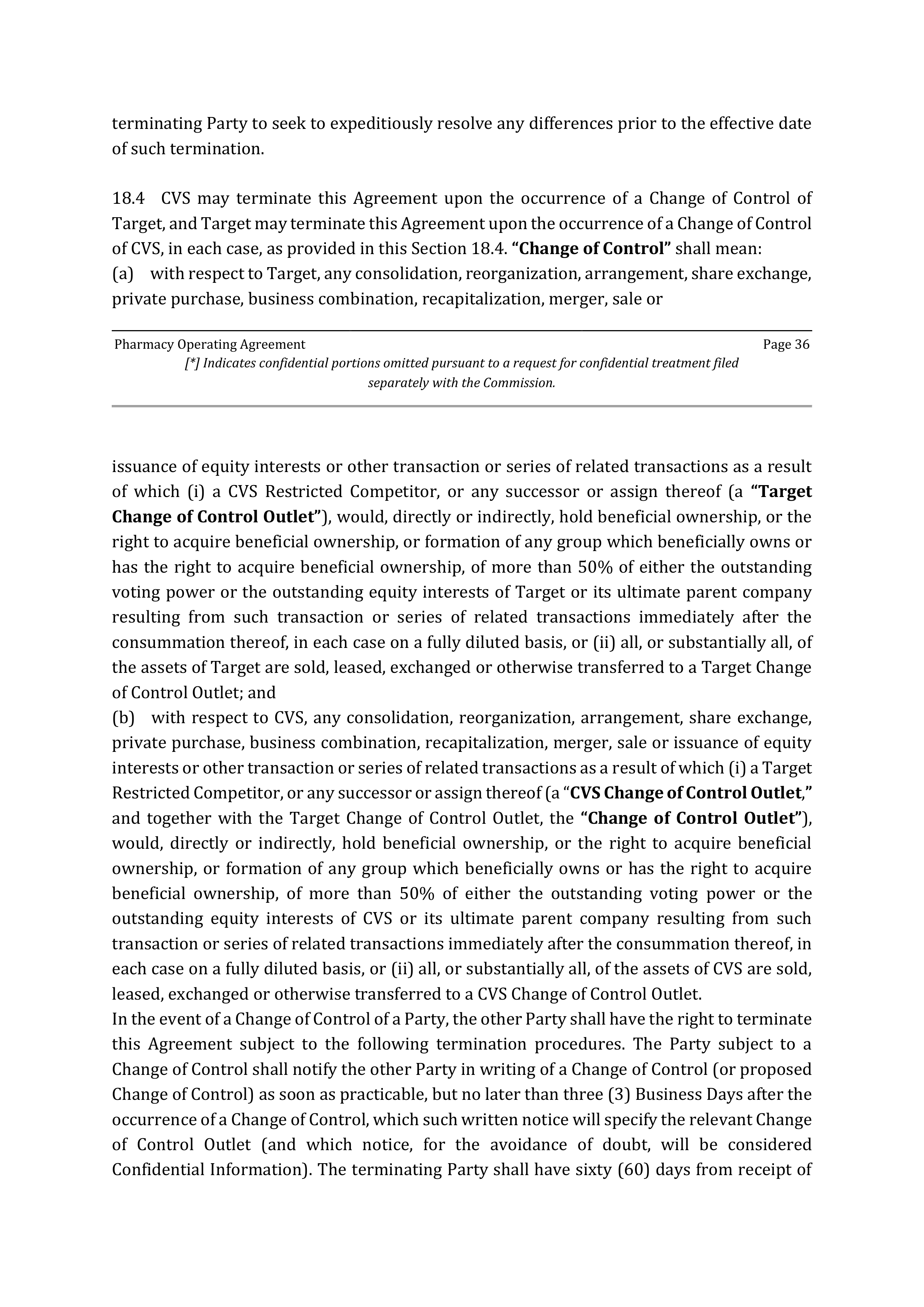 TARGET CORPORATION PHARMACY OPERATING AGREEMENT — page 38