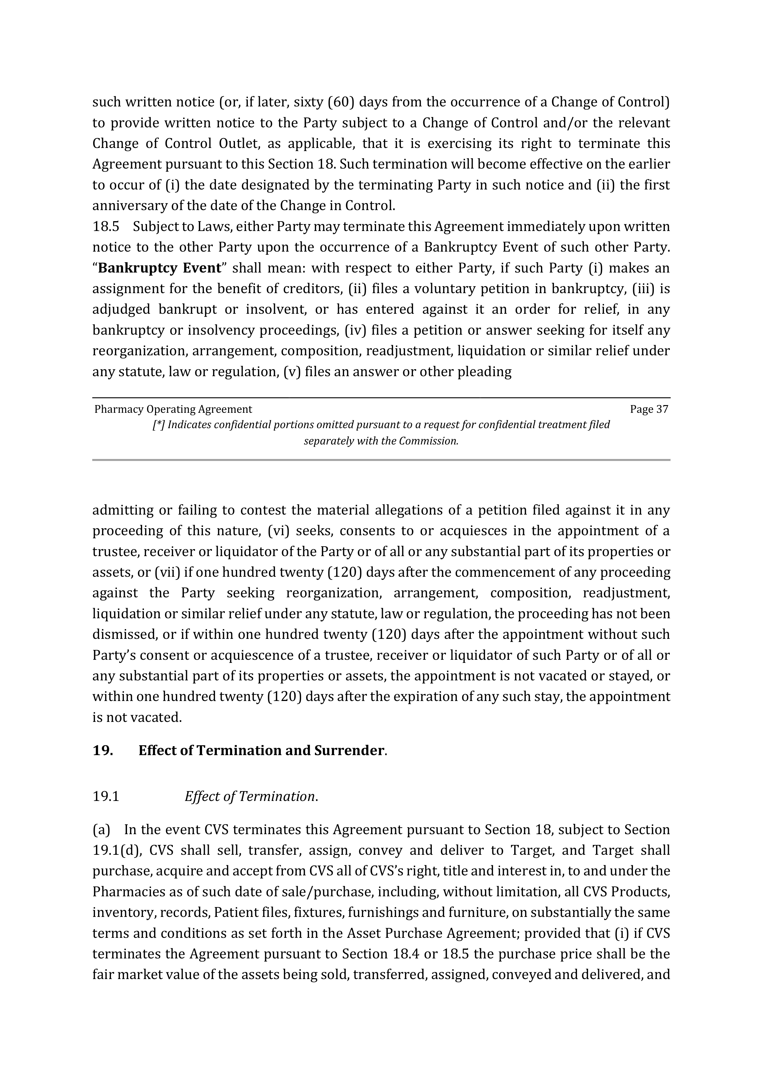 TARGET CORPORATION PHARMACY OPERATING AGREEMENT — page 39