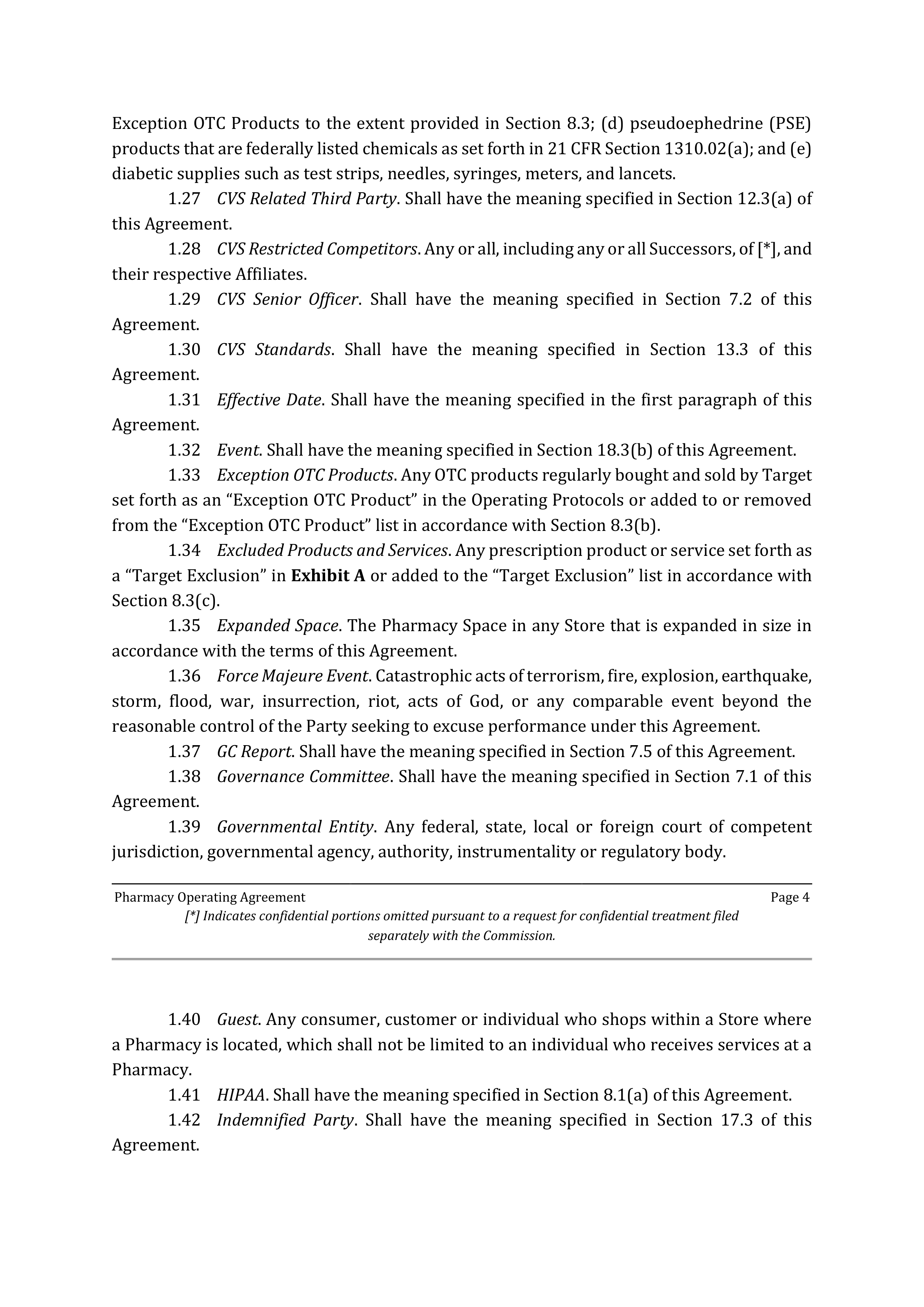 TARGET CORPORATION PHARMACY OPERATING AGREEMENT — page 4
