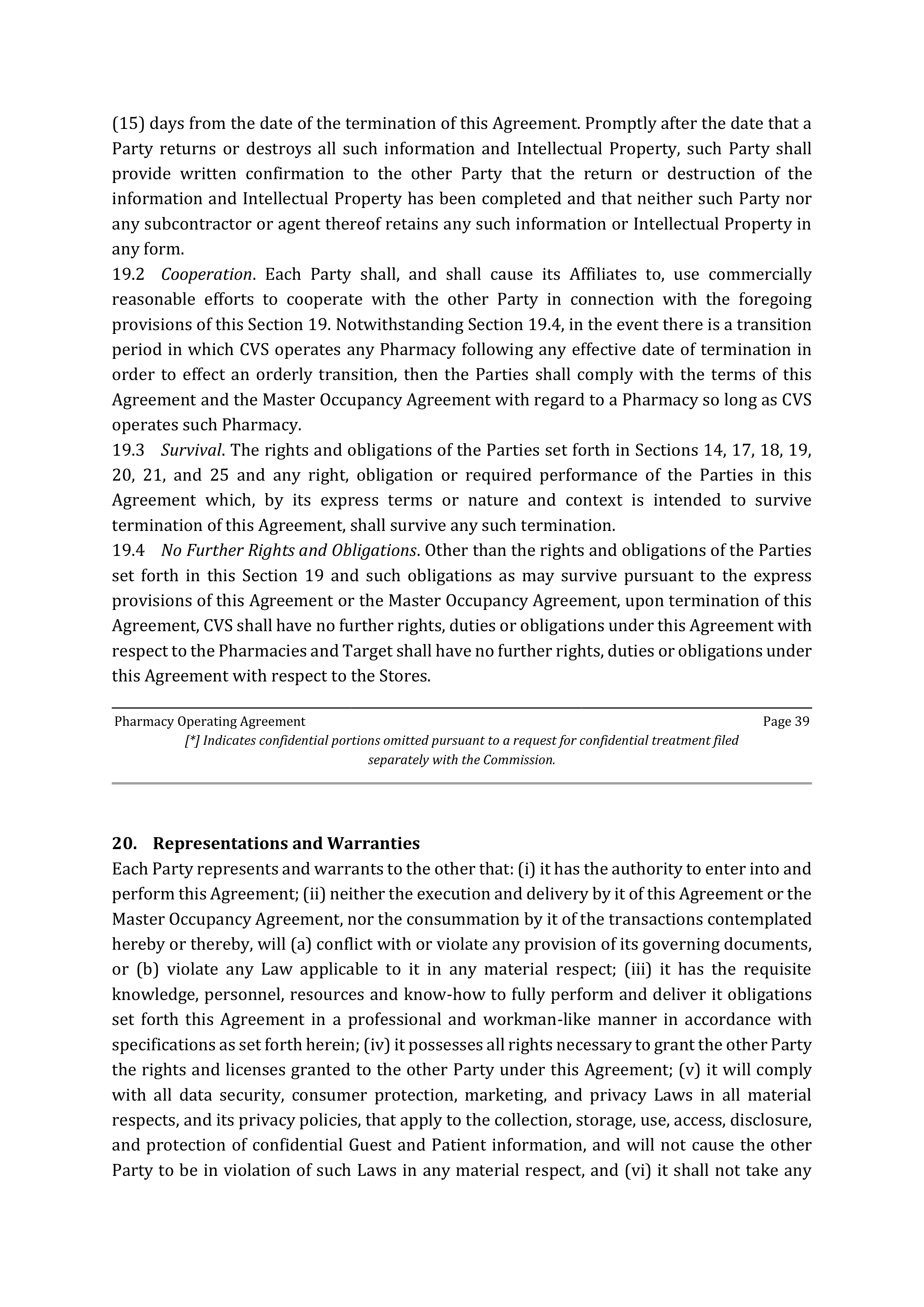 TARGET CORPORATION PHARMACY OPERATING AGREEMENT — page 41