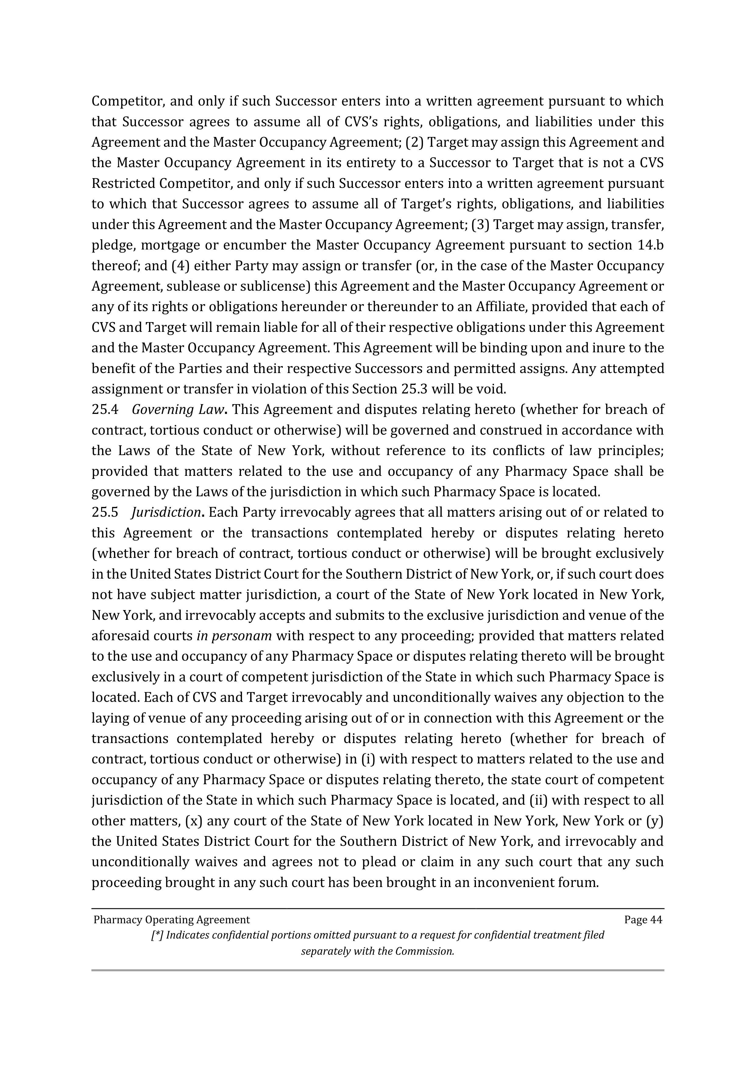 TARGET CORPORATION PHARMACY OPERATING AGREEMENT — page 46