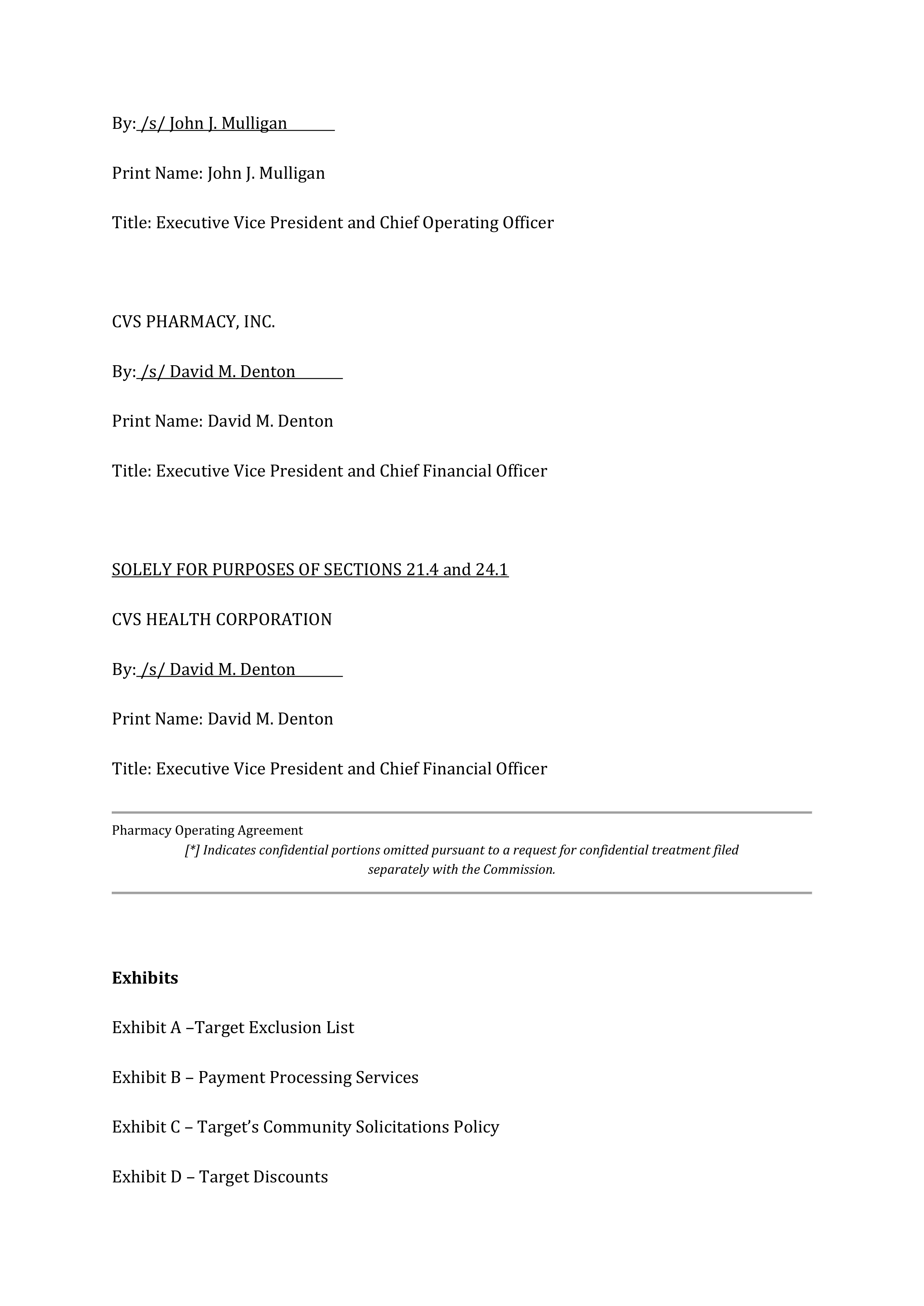 TARGET CORPORATION PHARMACY OPERATING AGREEMENT — page 52