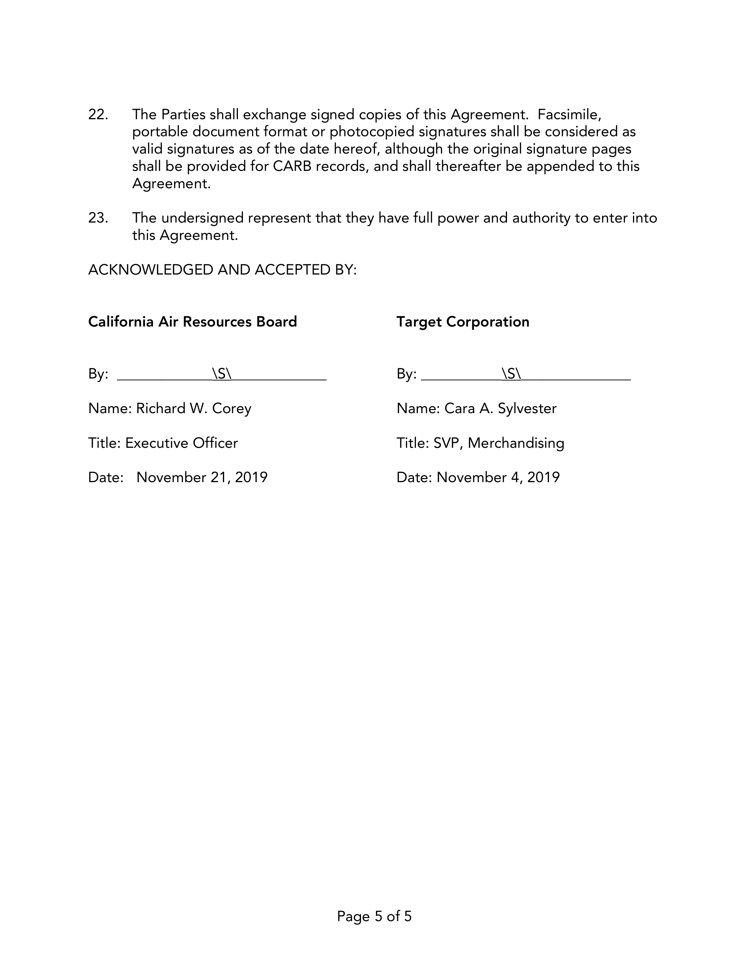 TARGET CORPORATION SETTLEMENT AGREEMENT — page 5