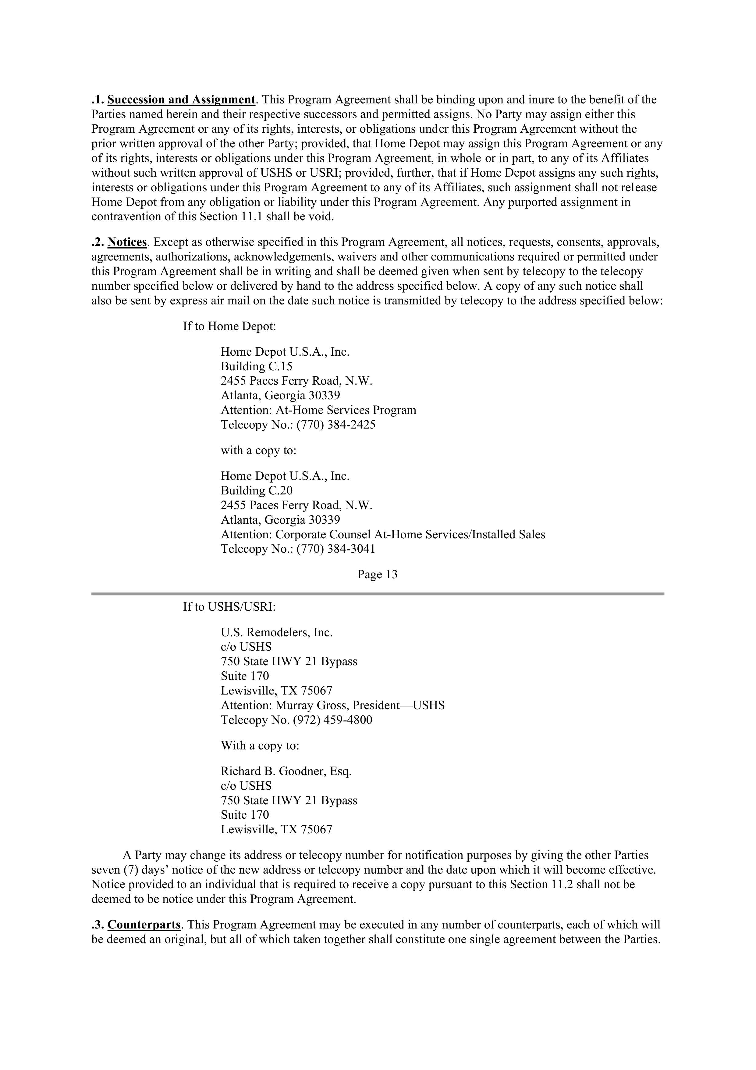 THE HOME DEPOT PROGRAM AGREEMENT — page 12