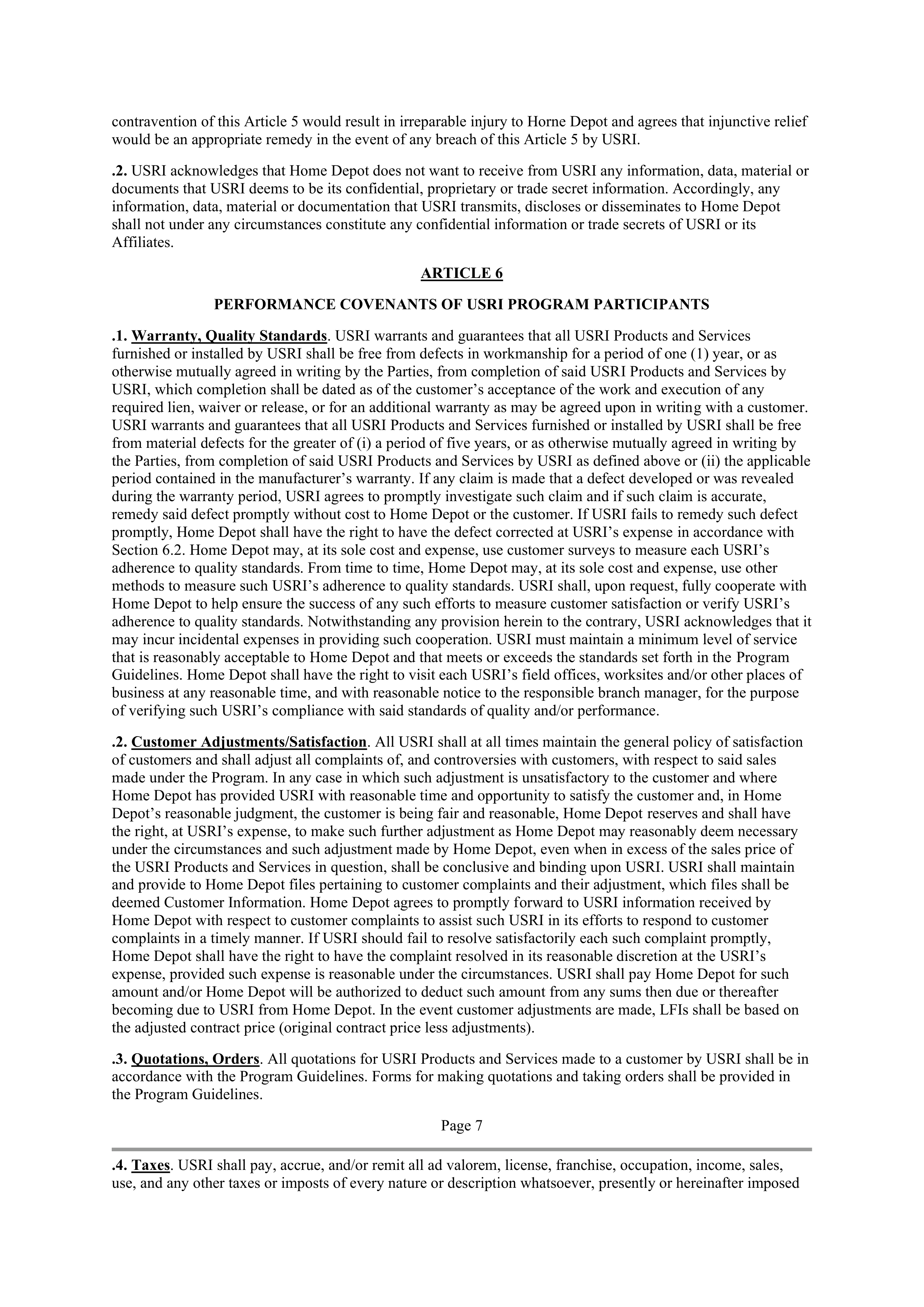 THE HOME DEPOT PROGRAM AGREEMENT — page 6