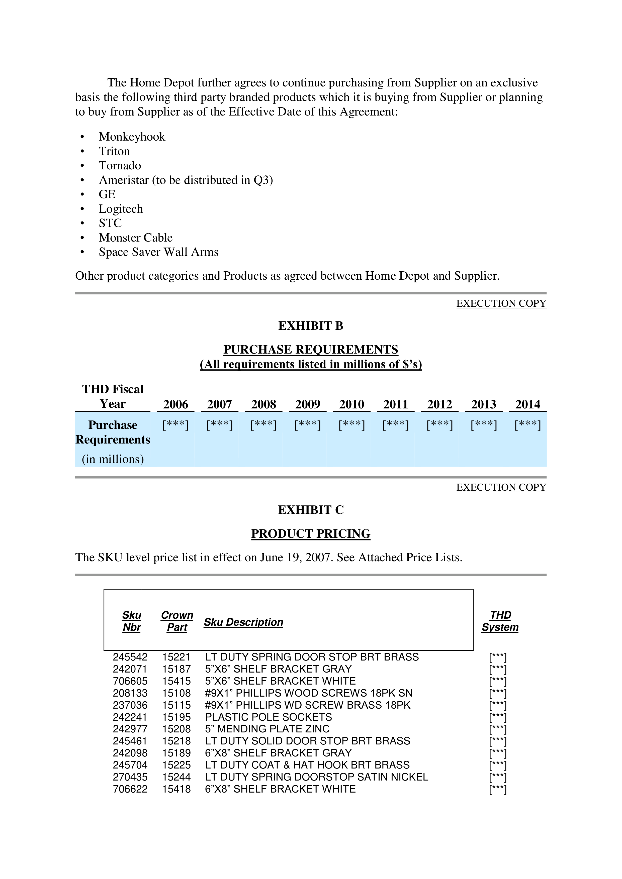THE HOME DEPOT STRATEGIC PURCHASE AGREEMENT — page 10