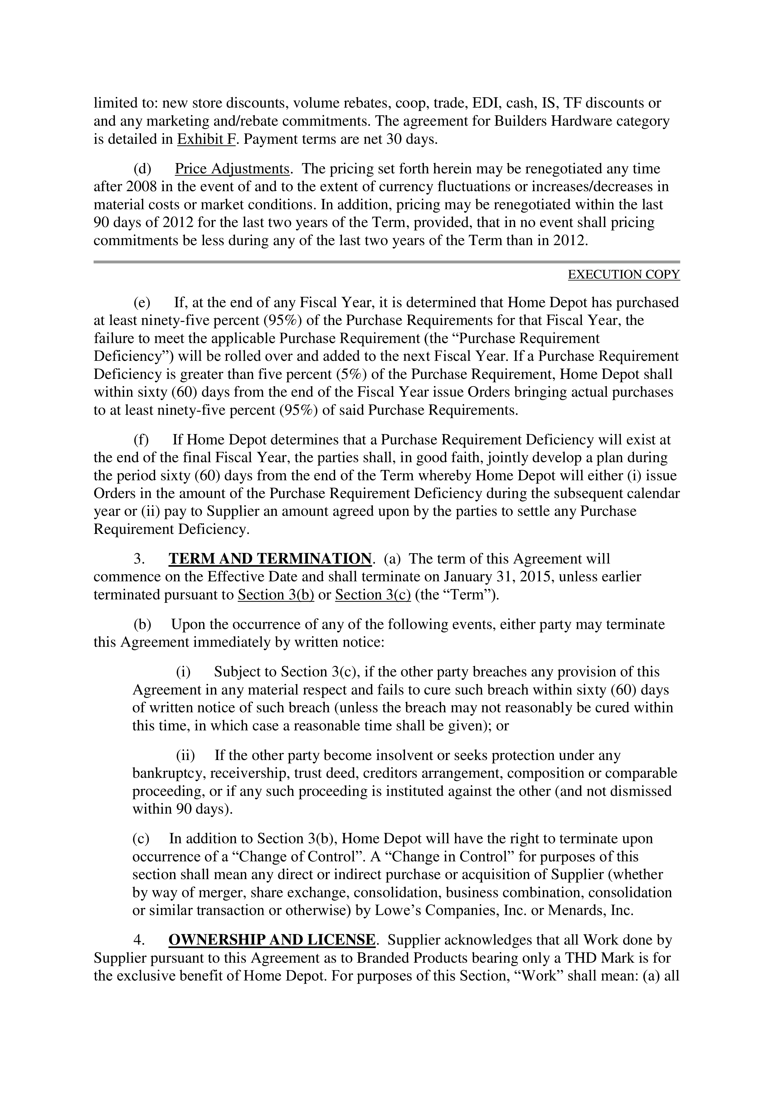 THE HOME DEPOT STRATEGIC PURCHASE AGREEMENT — page 3