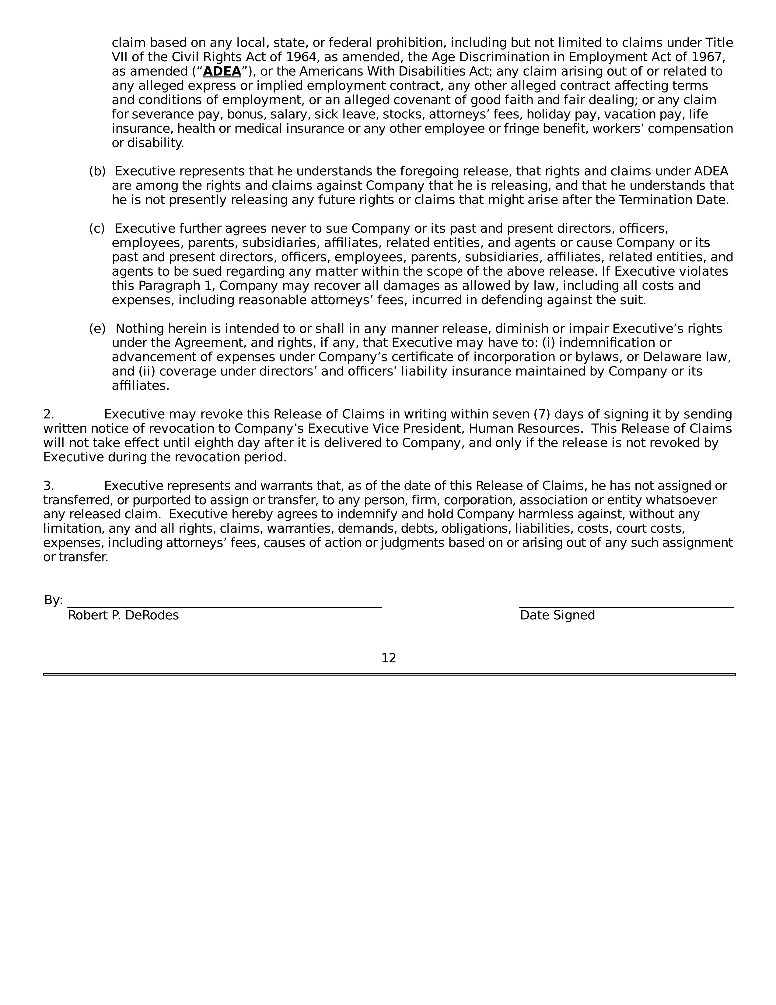 THE HOME DEPOT SEPARATION AGREEMENT — page 10