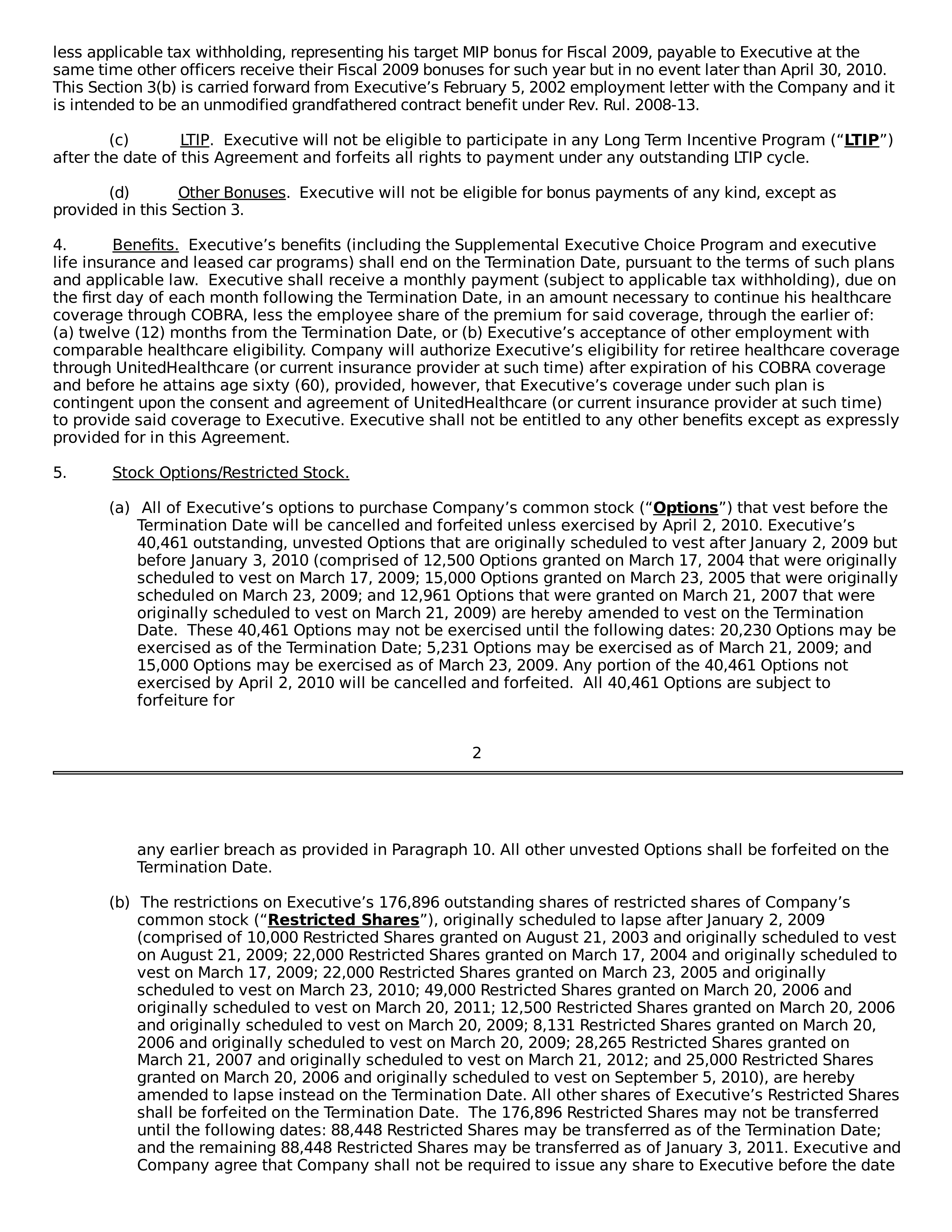 THE HOME DEPOT SEPARATION AGREEMENT — page 2