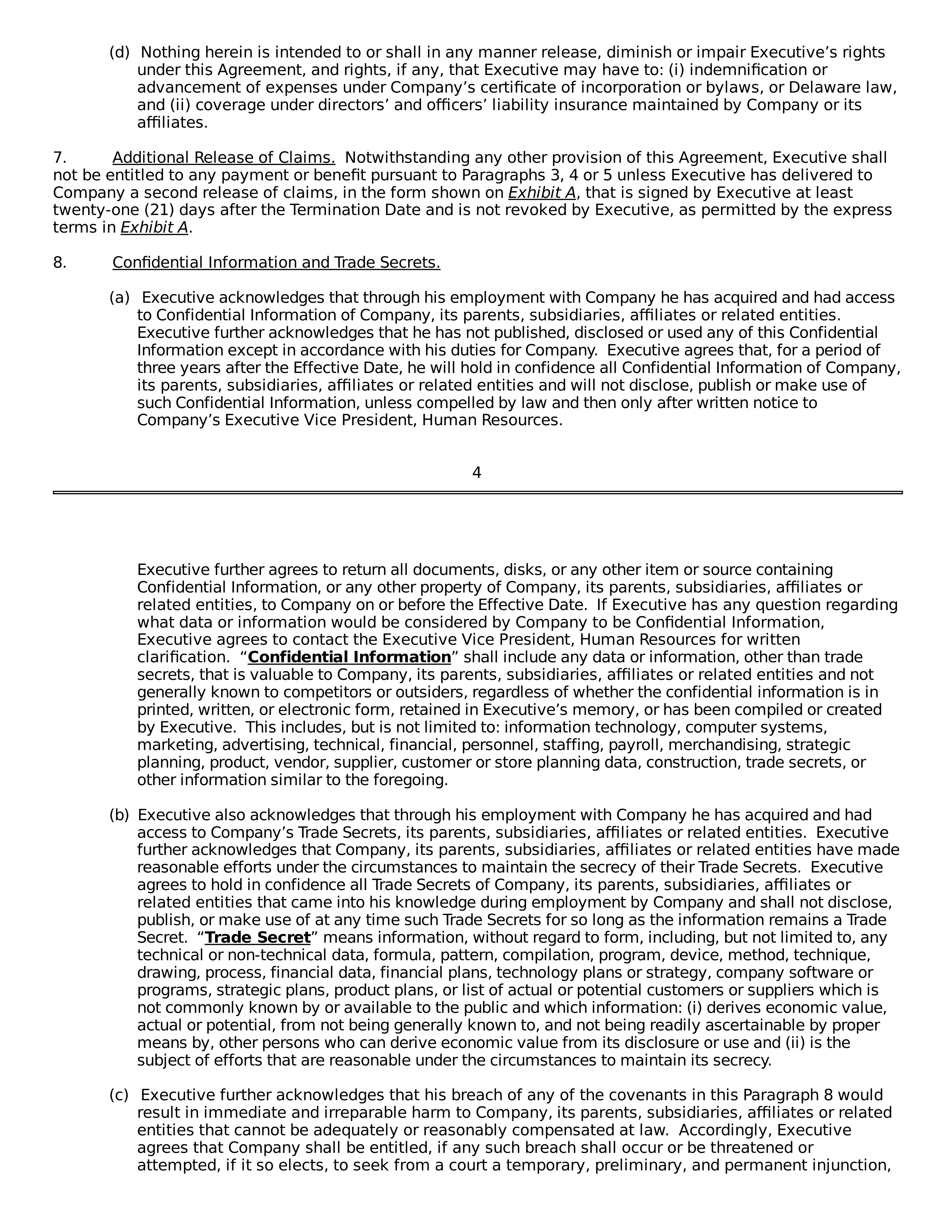 THE HOME DEPOT SEPARATION AGREEMENT — page 4