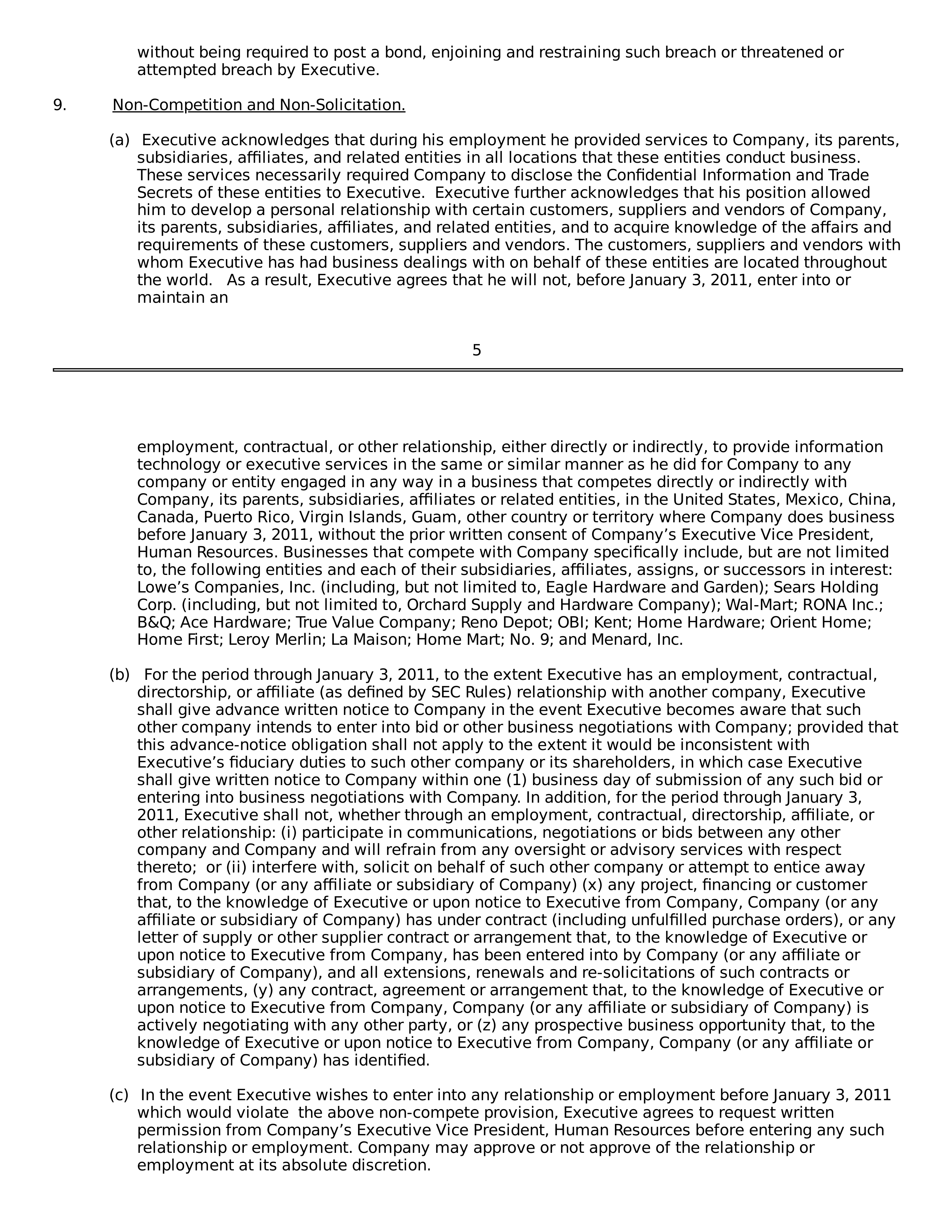 THE HOME DEPOT SEPARATION AGREEMENT — page 5
