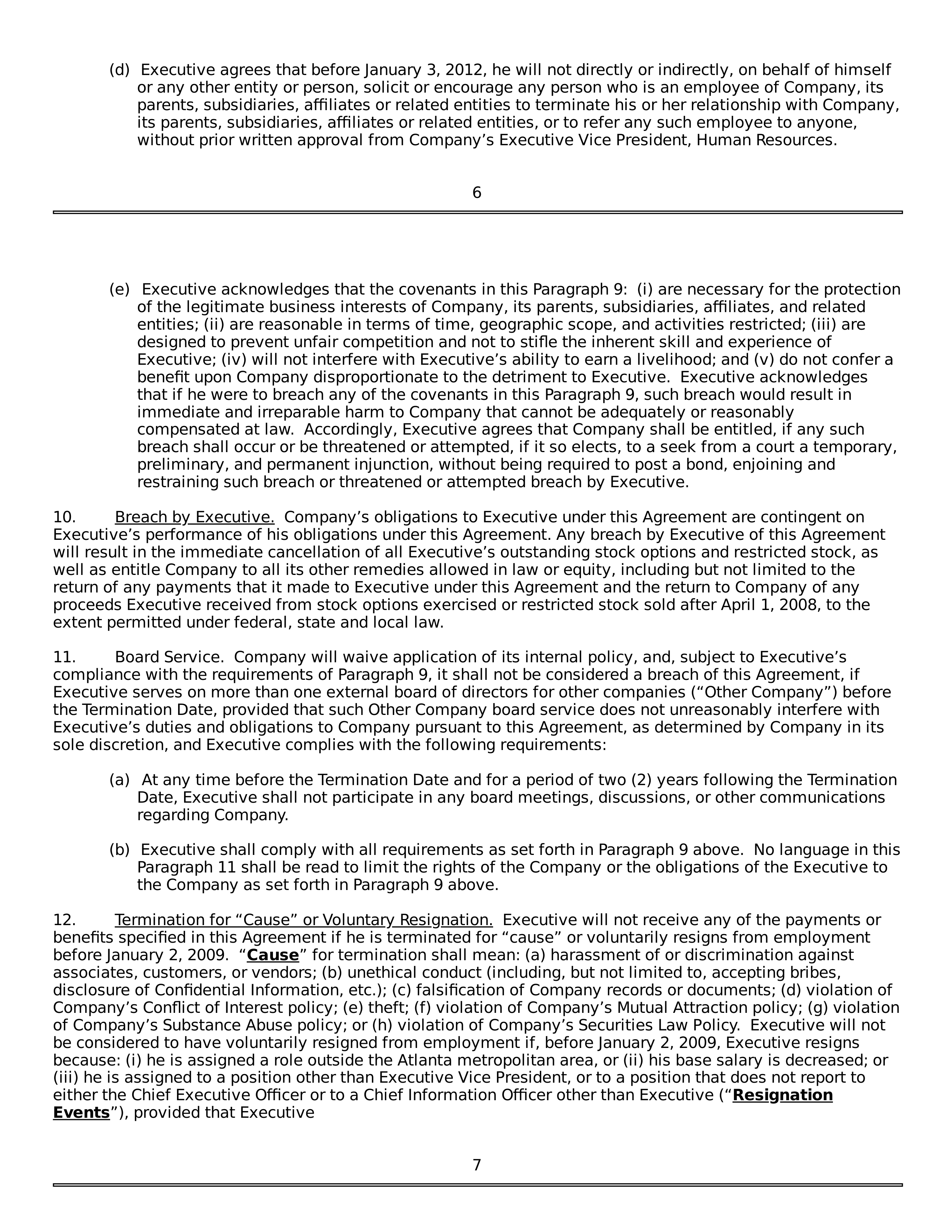 THE HOME DEPOT SEPARATION AGREEMENT — page 6