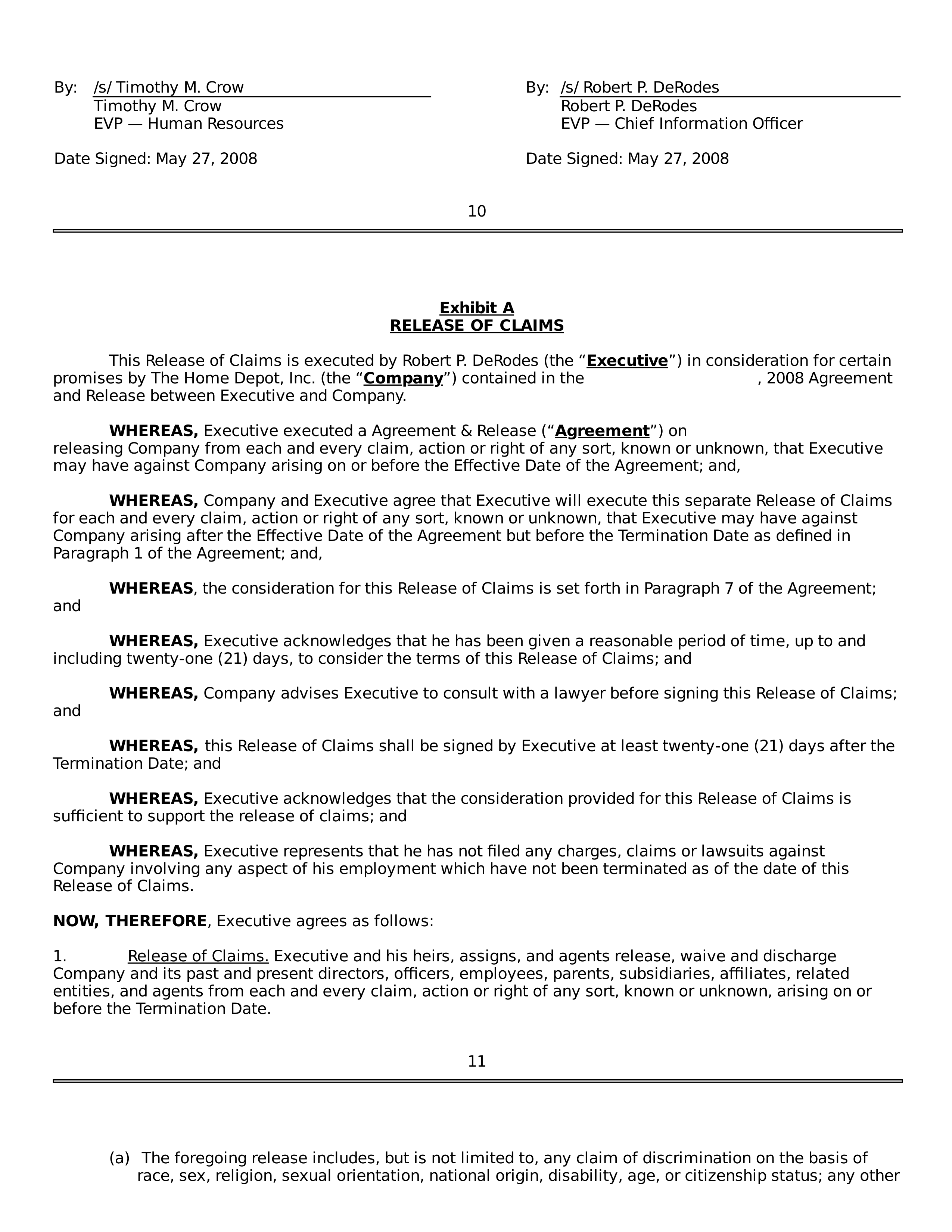 THE HOME DEPOT SEPARATION AGREEMENT — page 9