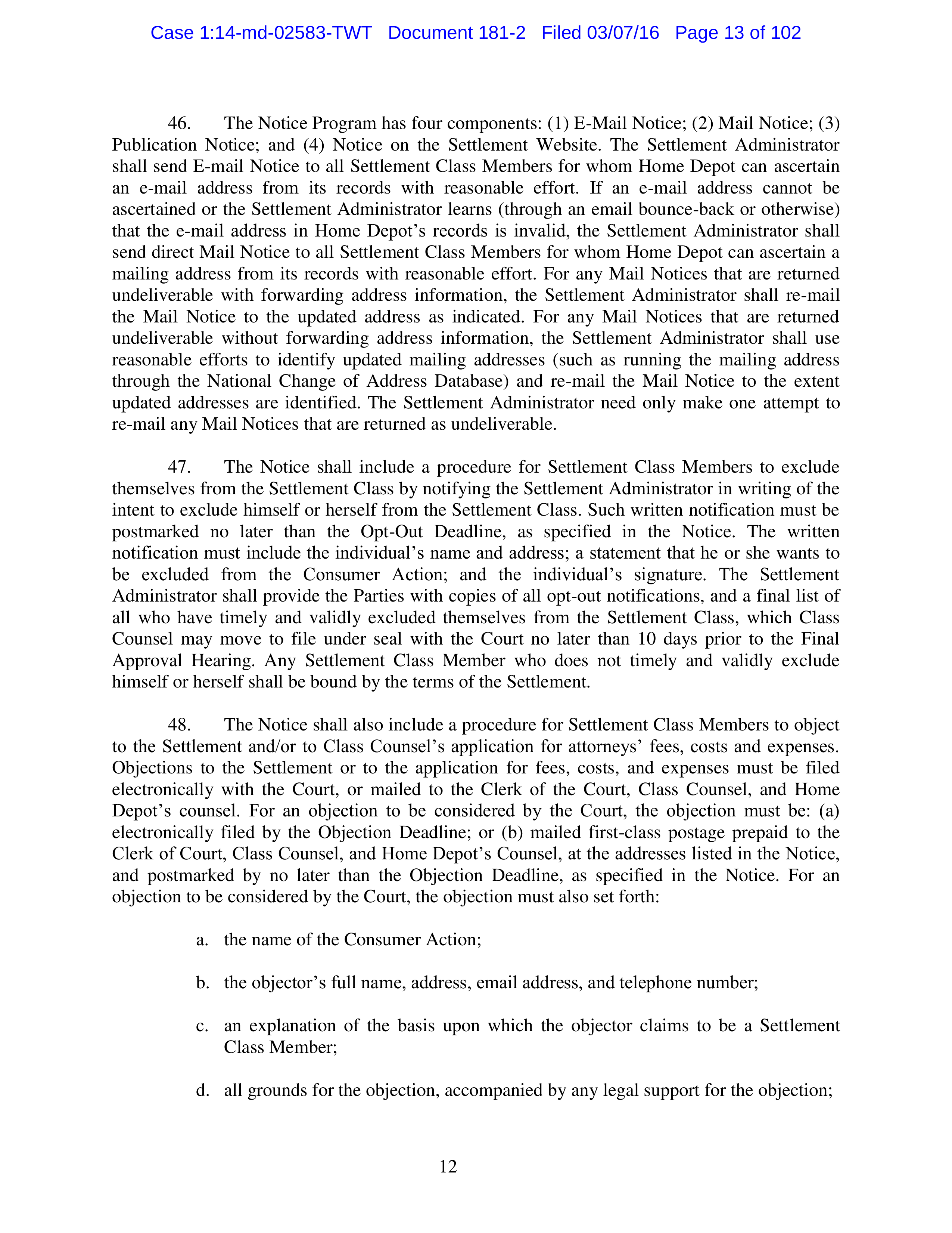 THE HOME DEPOT SETTLEMENT AGREEMENT — page 12