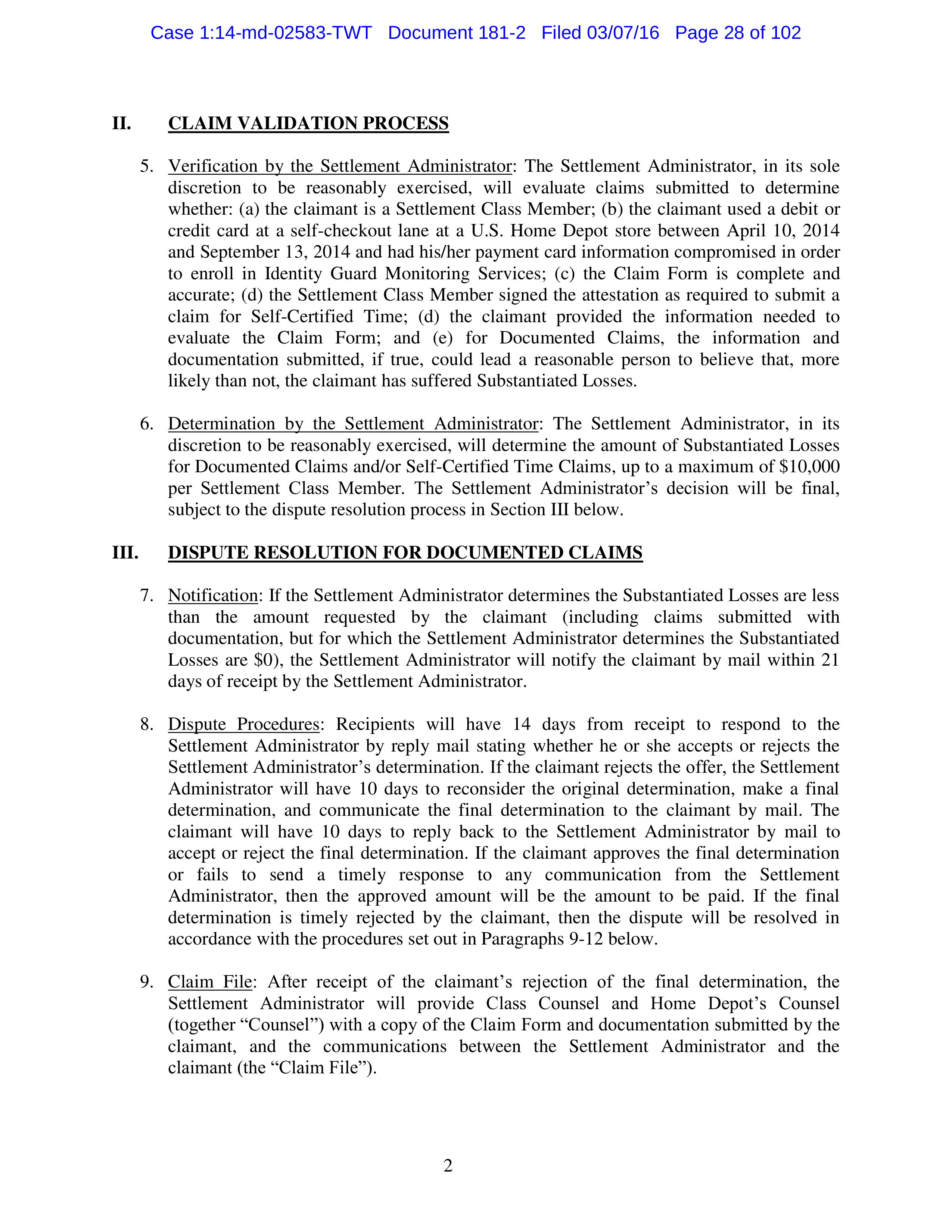 THE HOME DEPOT SETTLEMENT AGREEMENT — page 27