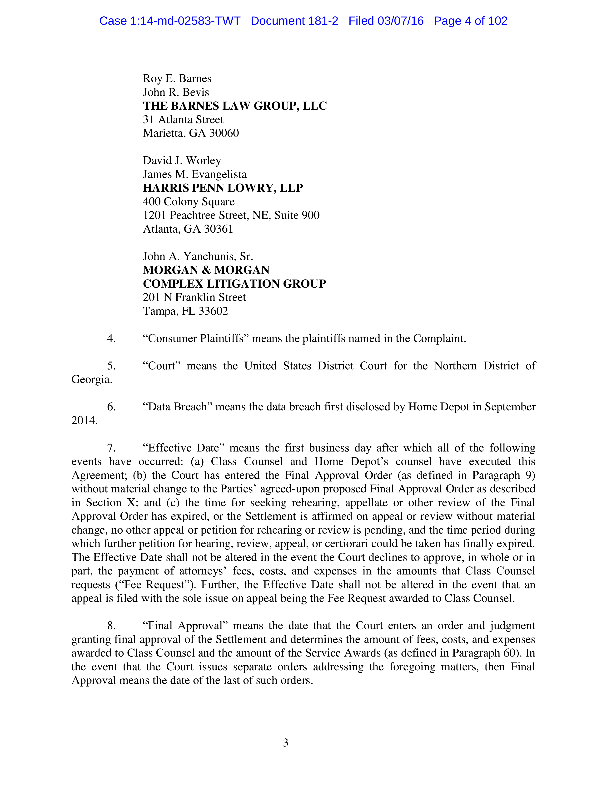 THE HOME DEPOT SETTLEMENT AGREEMENT — page 3