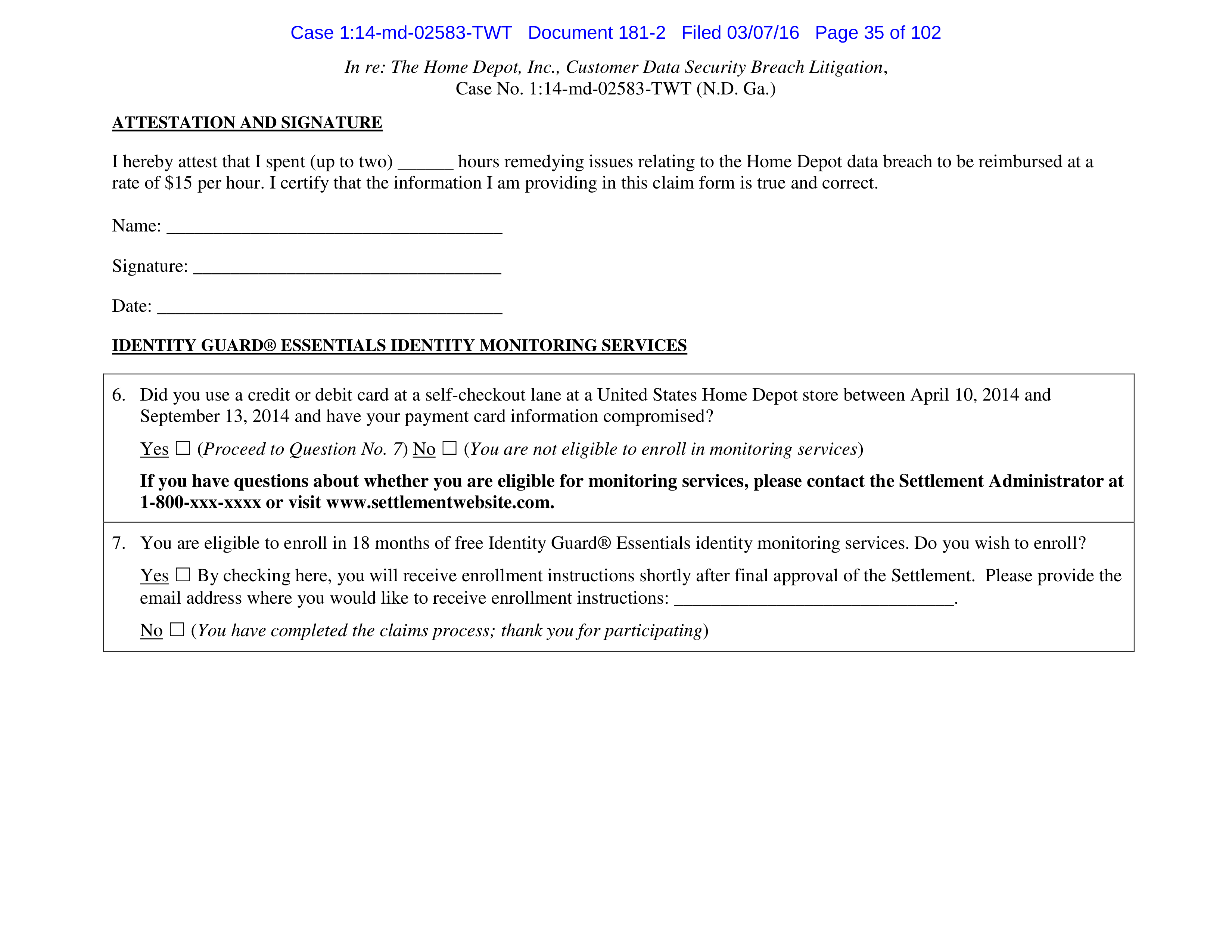 THE HOME DEPOT SETTLEMENT AGREEMENT — page 34