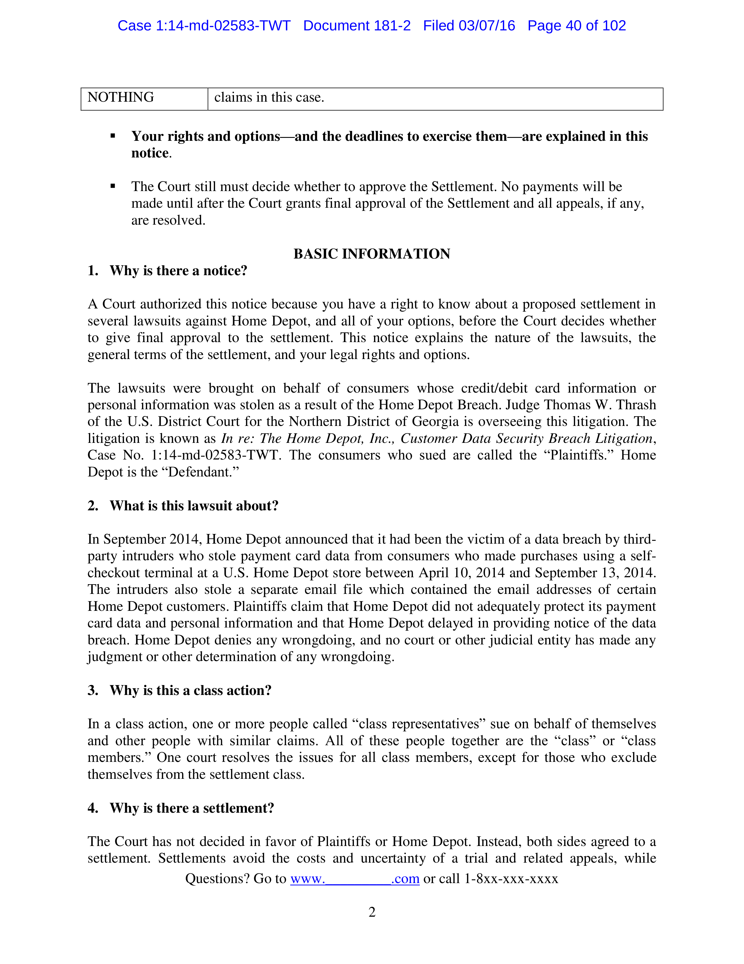 THE HOME DEPOT SETTLEMENT AGREEMENT — page 39