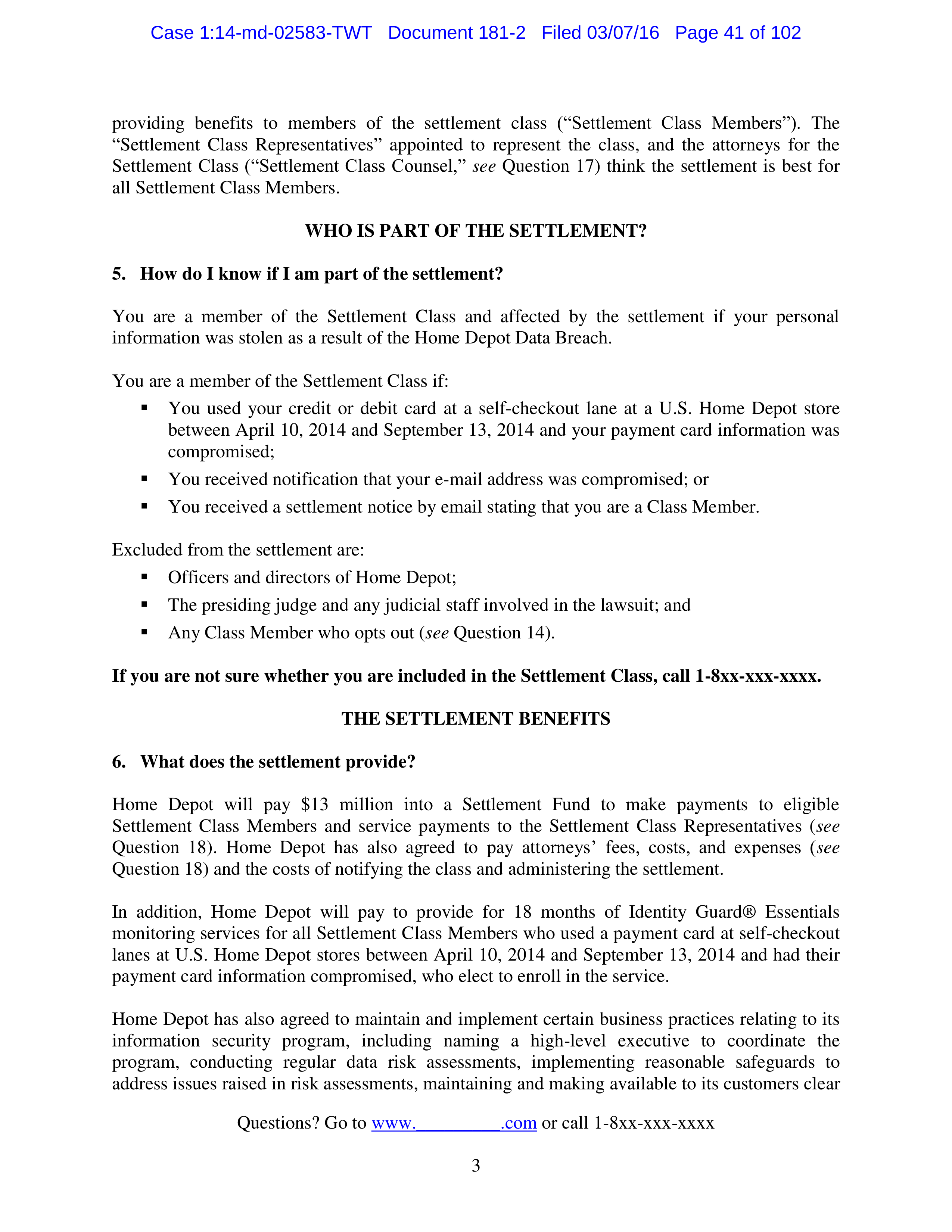 THE HOME DEPOT SETTLEMENT AGREEMENT — page 40