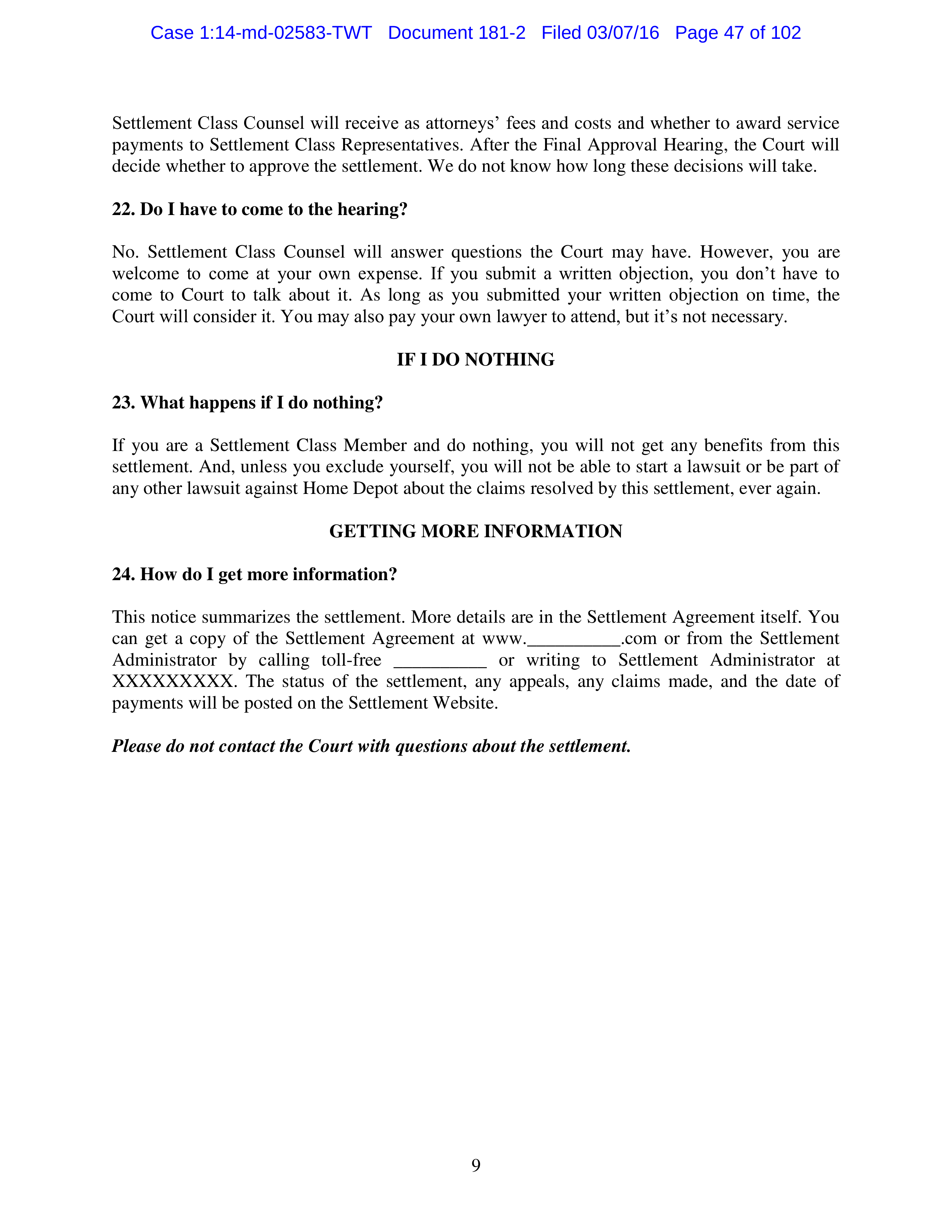 THE HOME DEPOT SETTLEMENT AGREEMENT — page 46