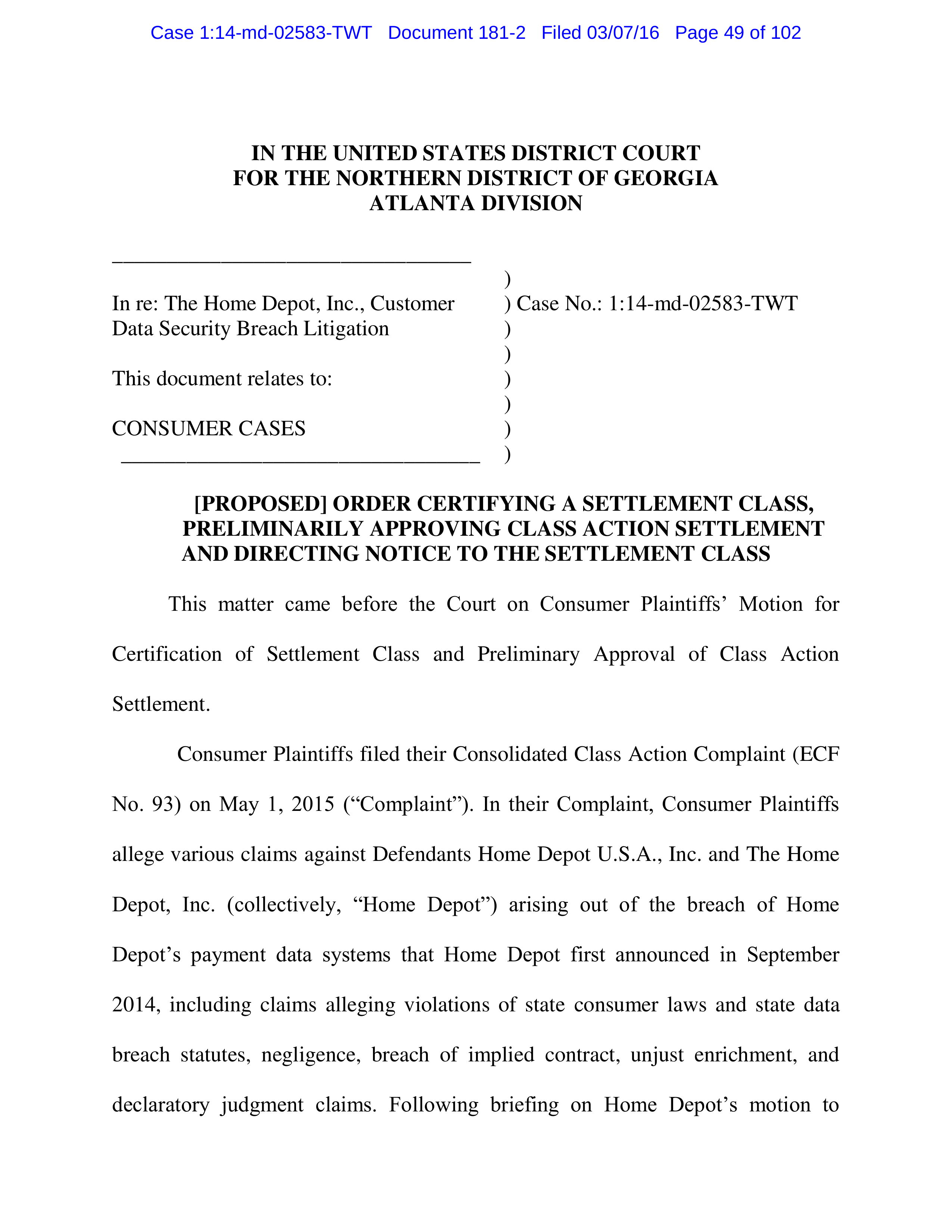 THE HOME DEPOT SETTLEMENT AGREEMENT — page 48