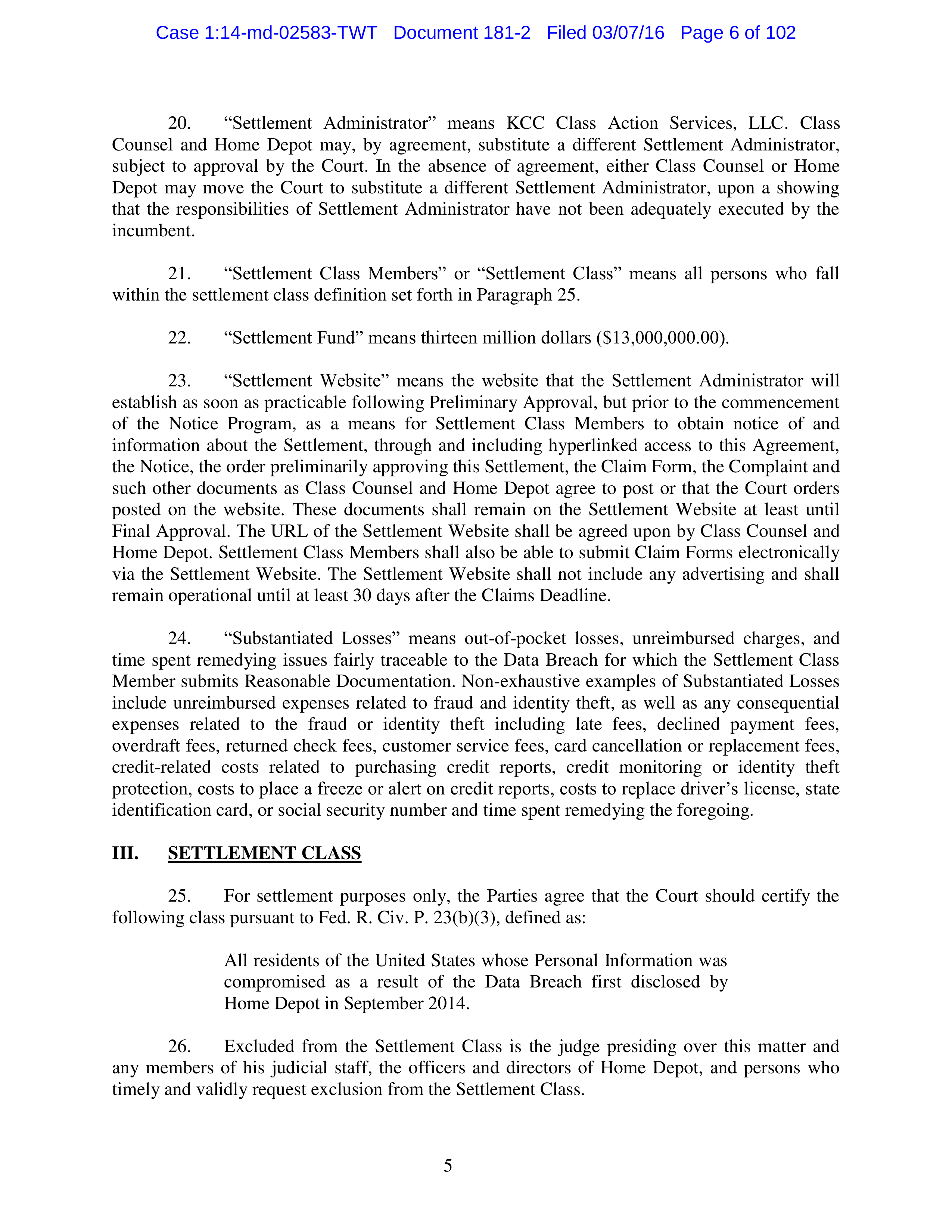 THE HOME DEPOT SETTLEMENT AGREEMENT — page 5
