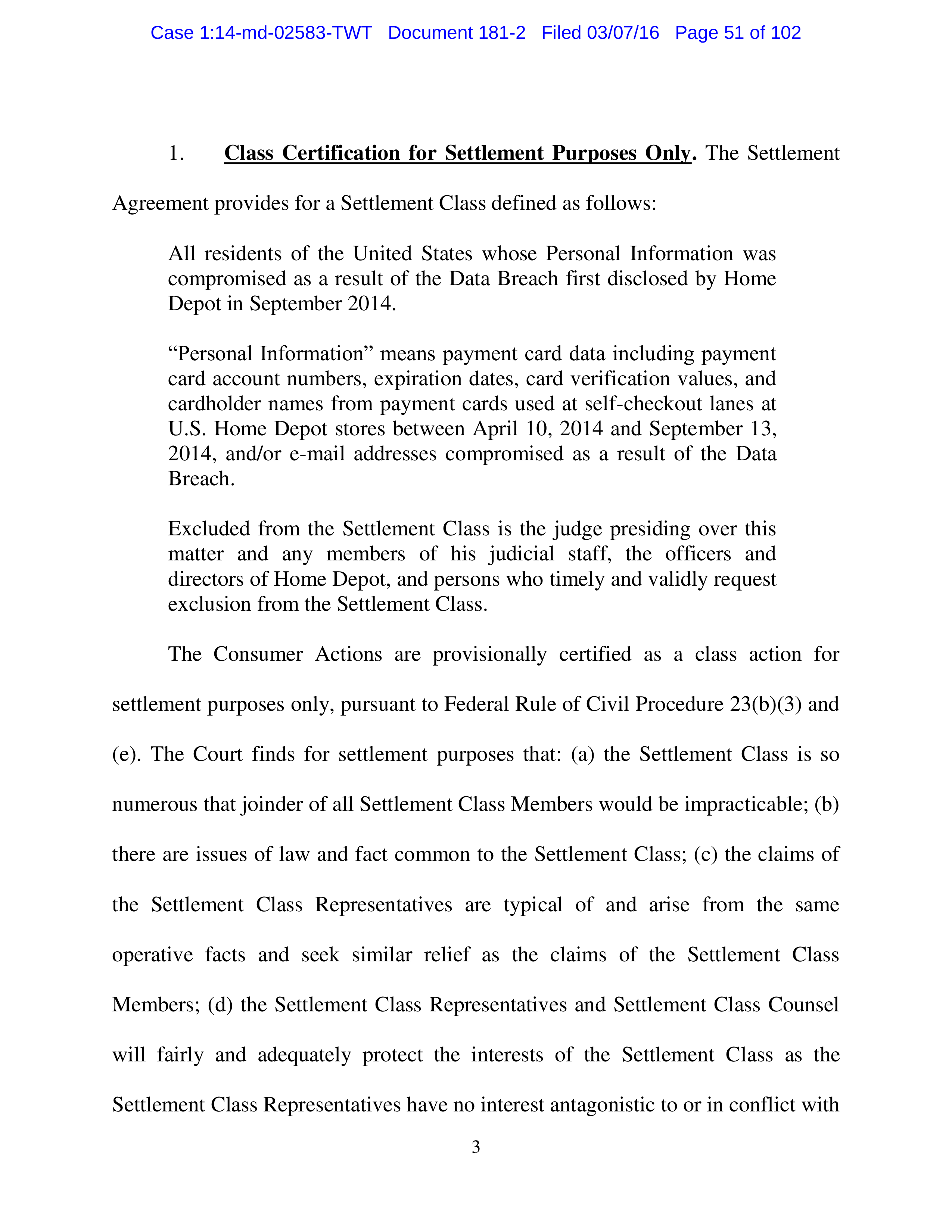 THE HOME DEPOT SETTLEMENT AGREEMENT — page 50