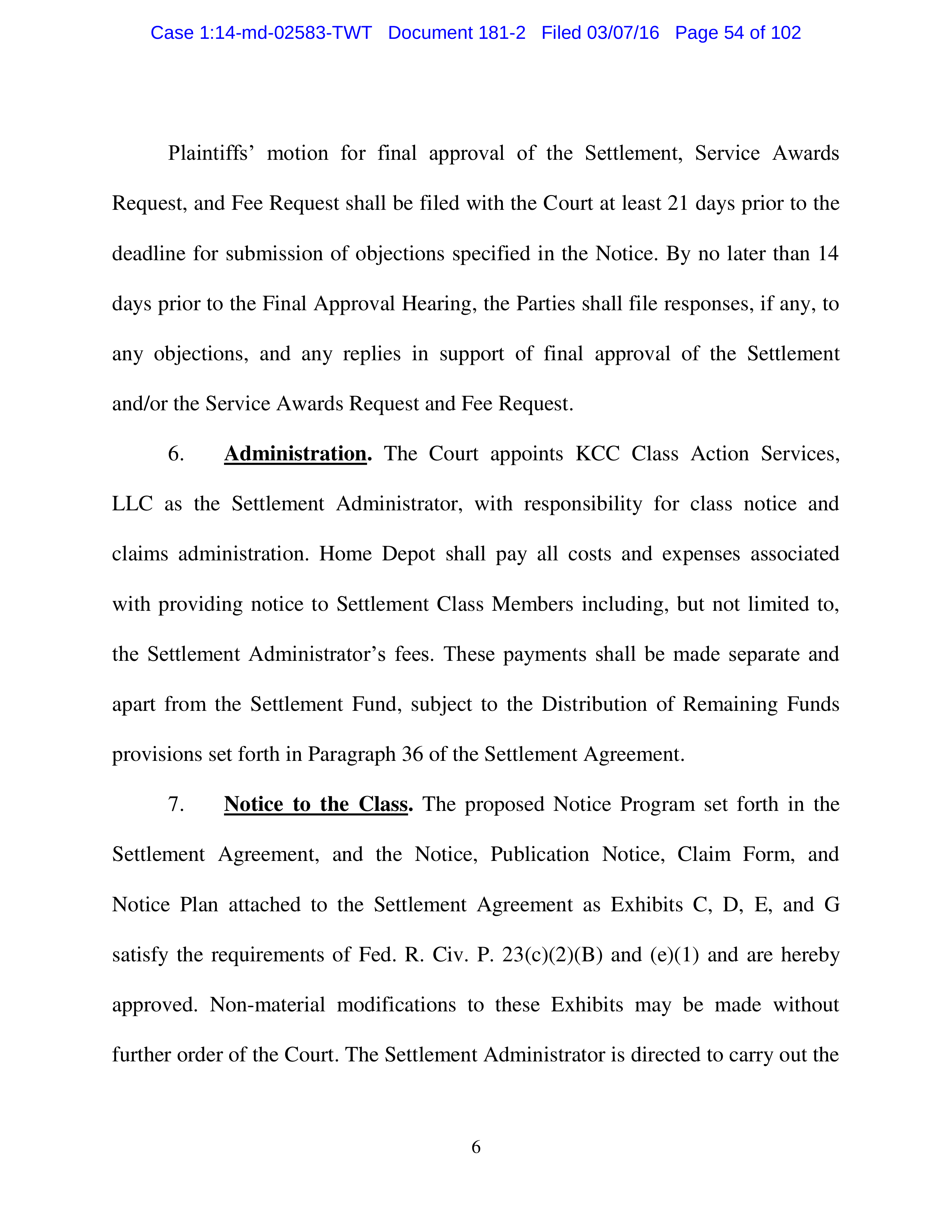 THE HOME DEPOT SETTLEMENT AGREEMENT — page 53