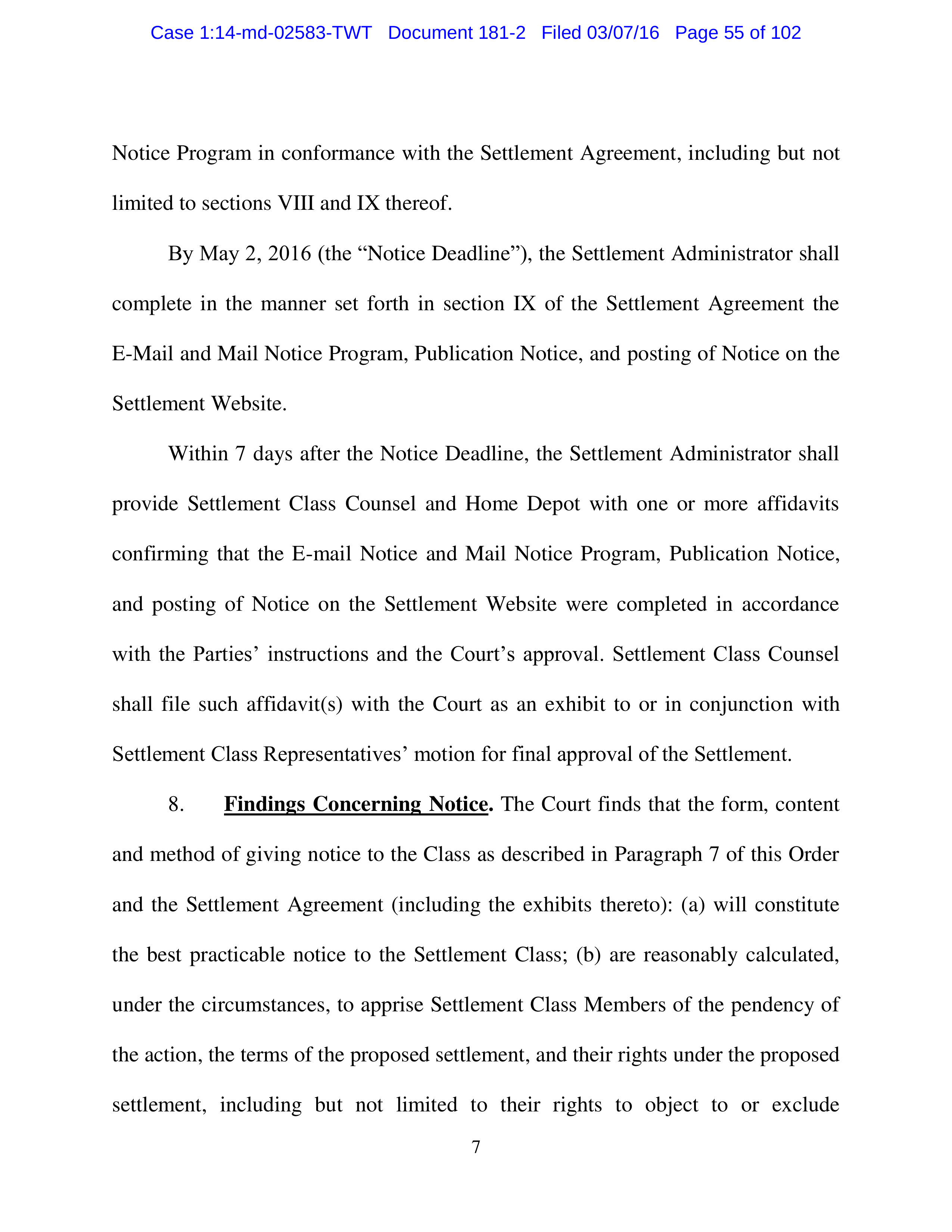 THE HOME DEPOT SETTLEMENT AGREEMENT — page 54