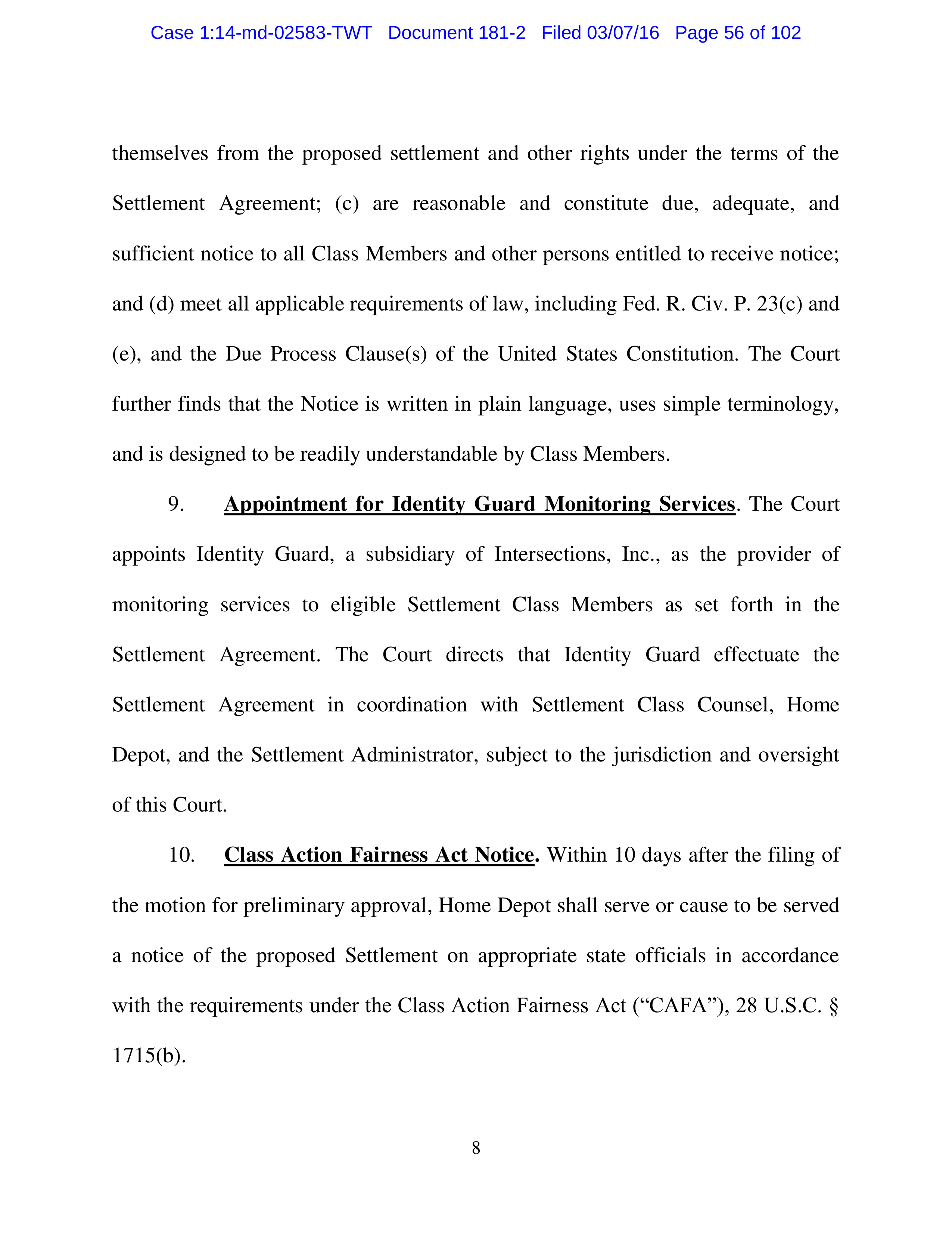 THE HOME DEPOT SETTLEMENT AGREEMENT — page 55