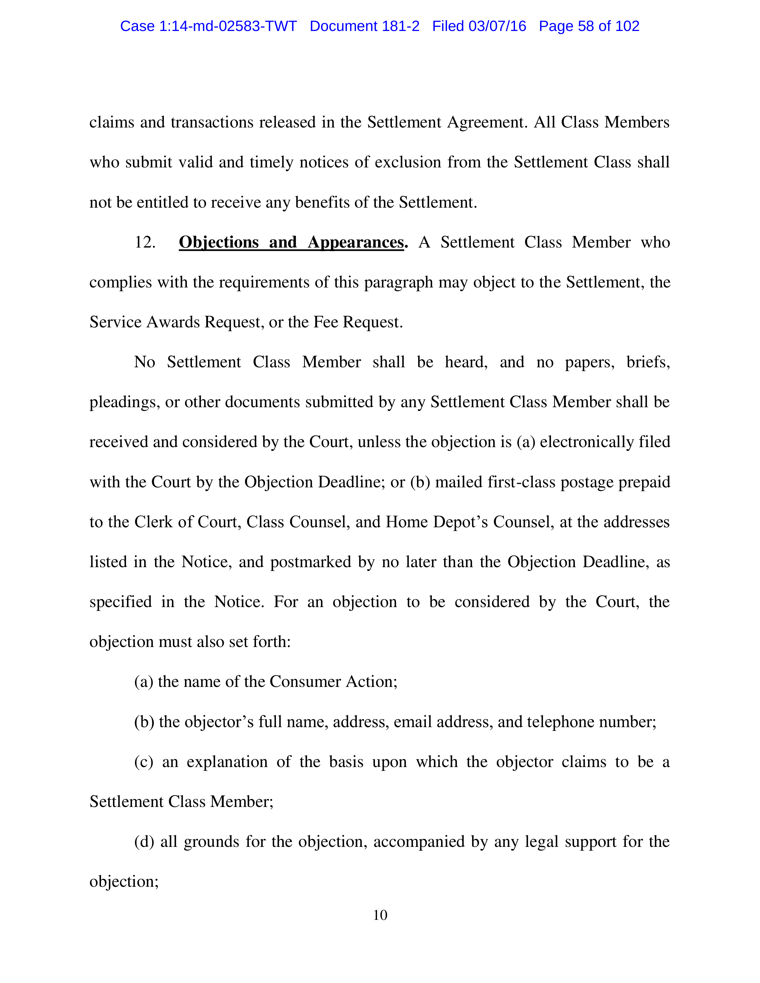 THE HOME DEPOT SETTLEMENT AGREEMENT — page 57