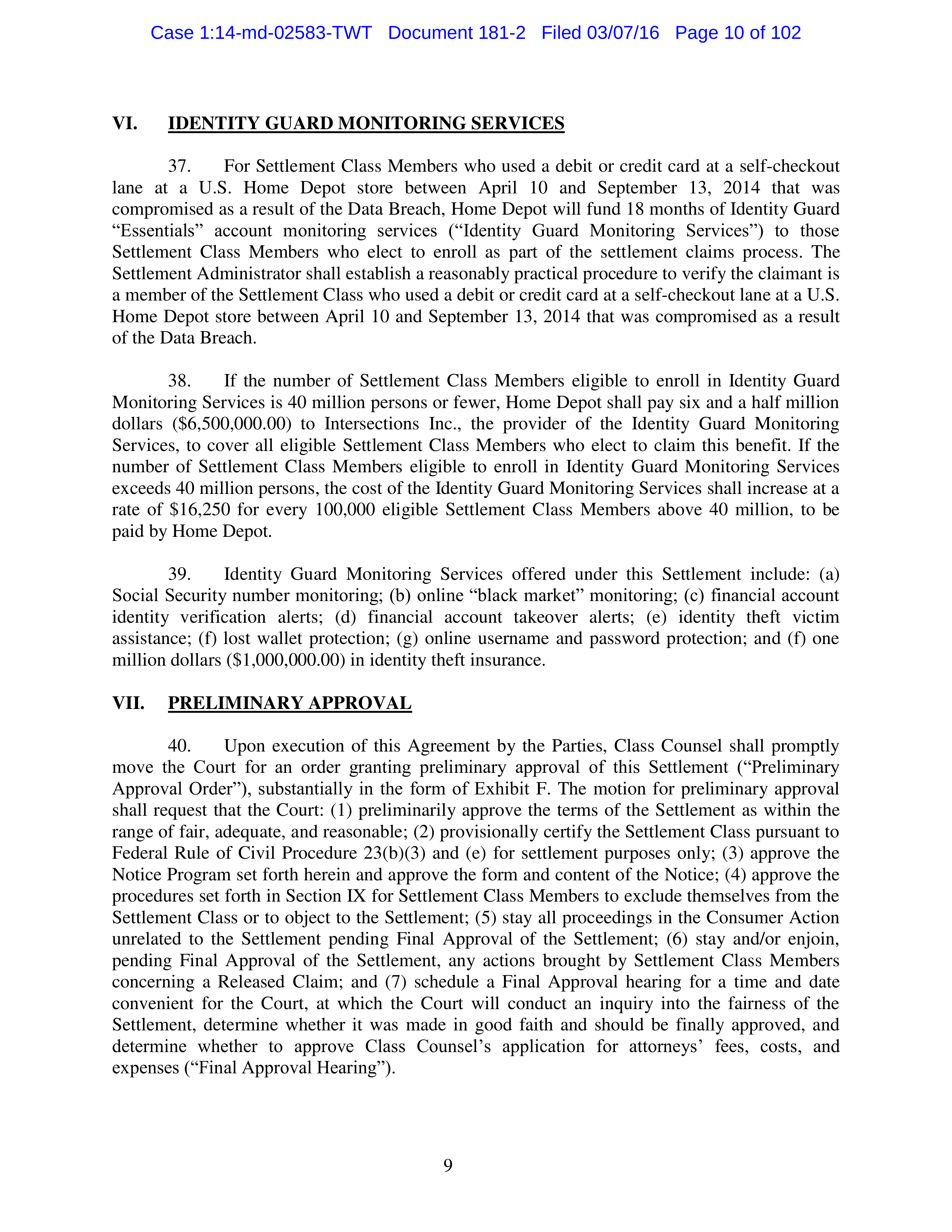 THE HOME DEPOT SETTLEMENT AGREEMENT — page 9
