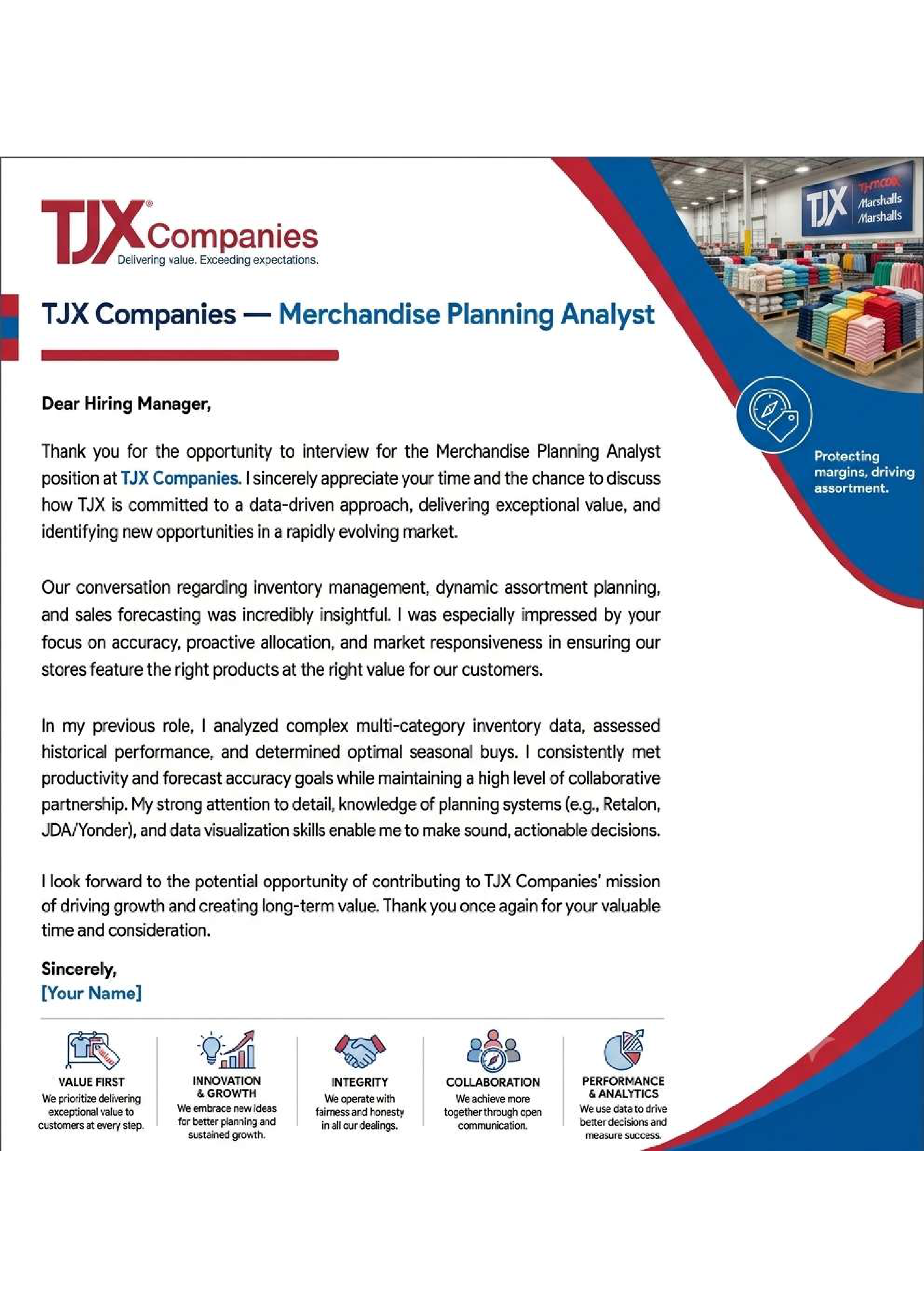 TJX Companies Merchandise Planning Analyst — page 1