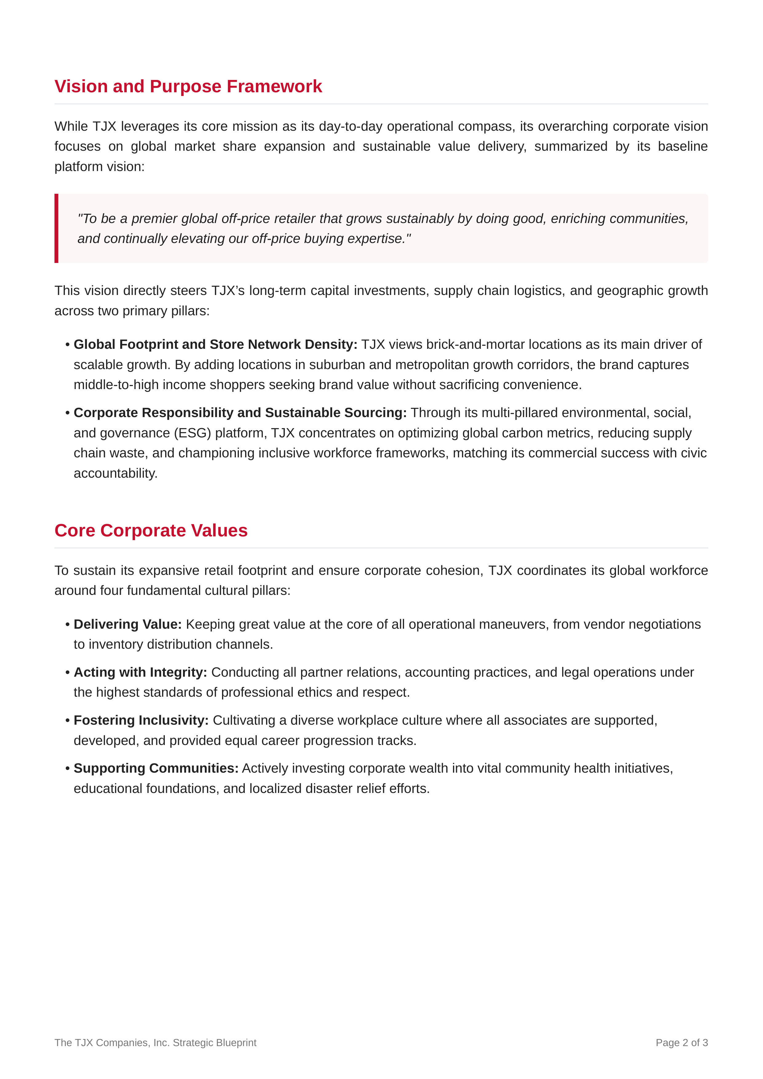 TJX Companies Mission Statement — page 2