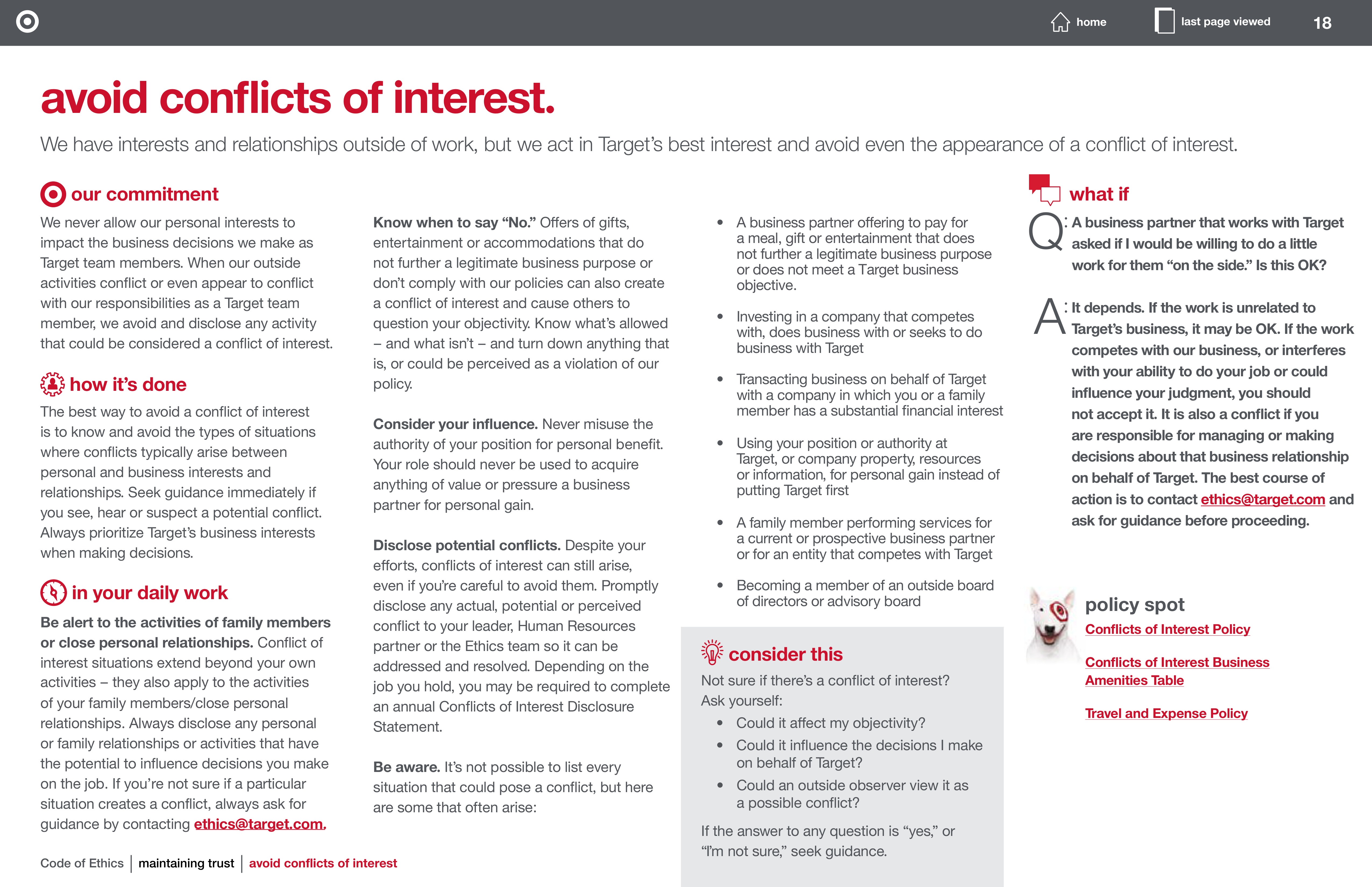 Target Corporation Code of Ethics Handbook — page 18