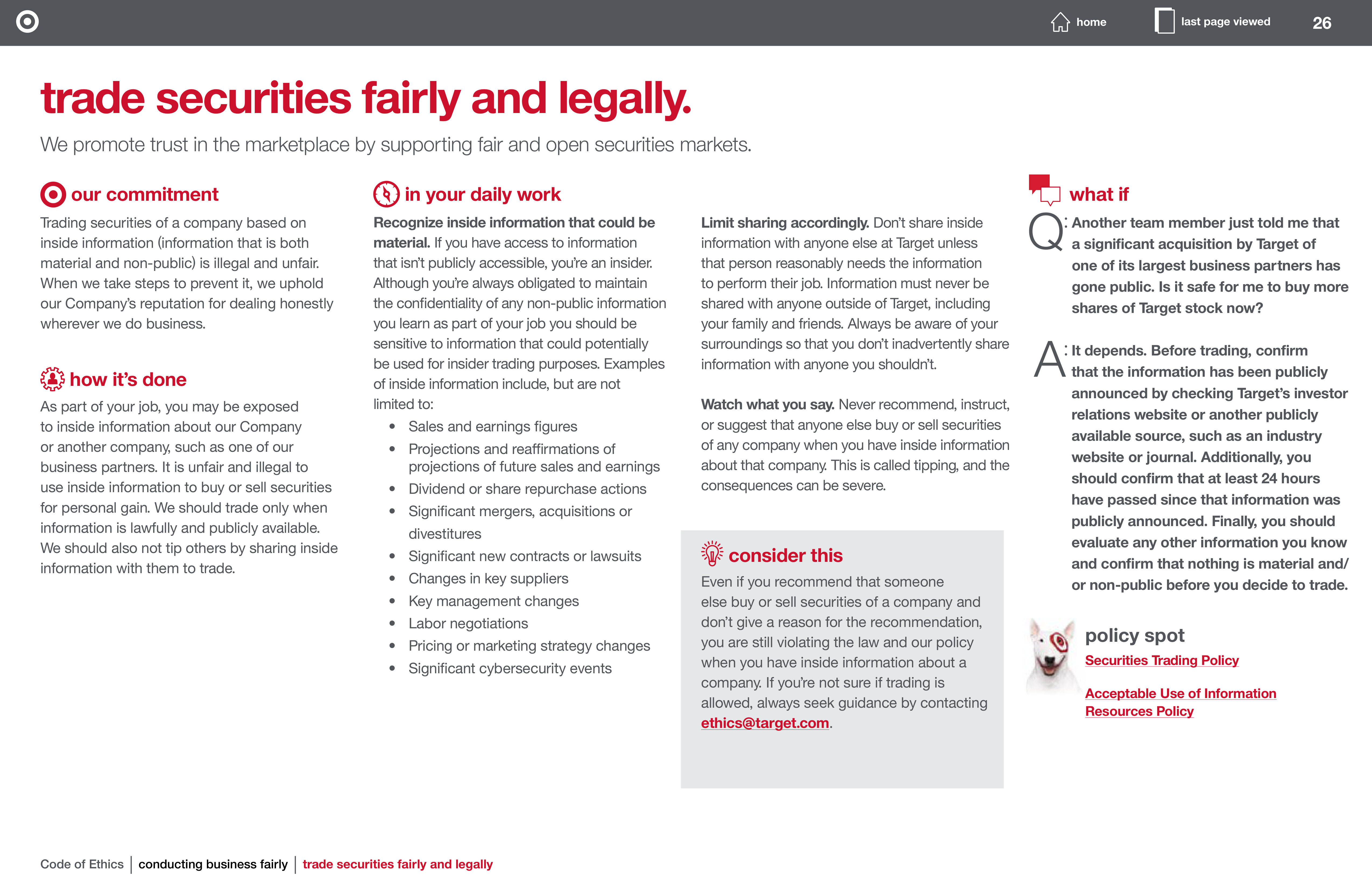 Target Corporation Code of Ethics Handbook — page 26