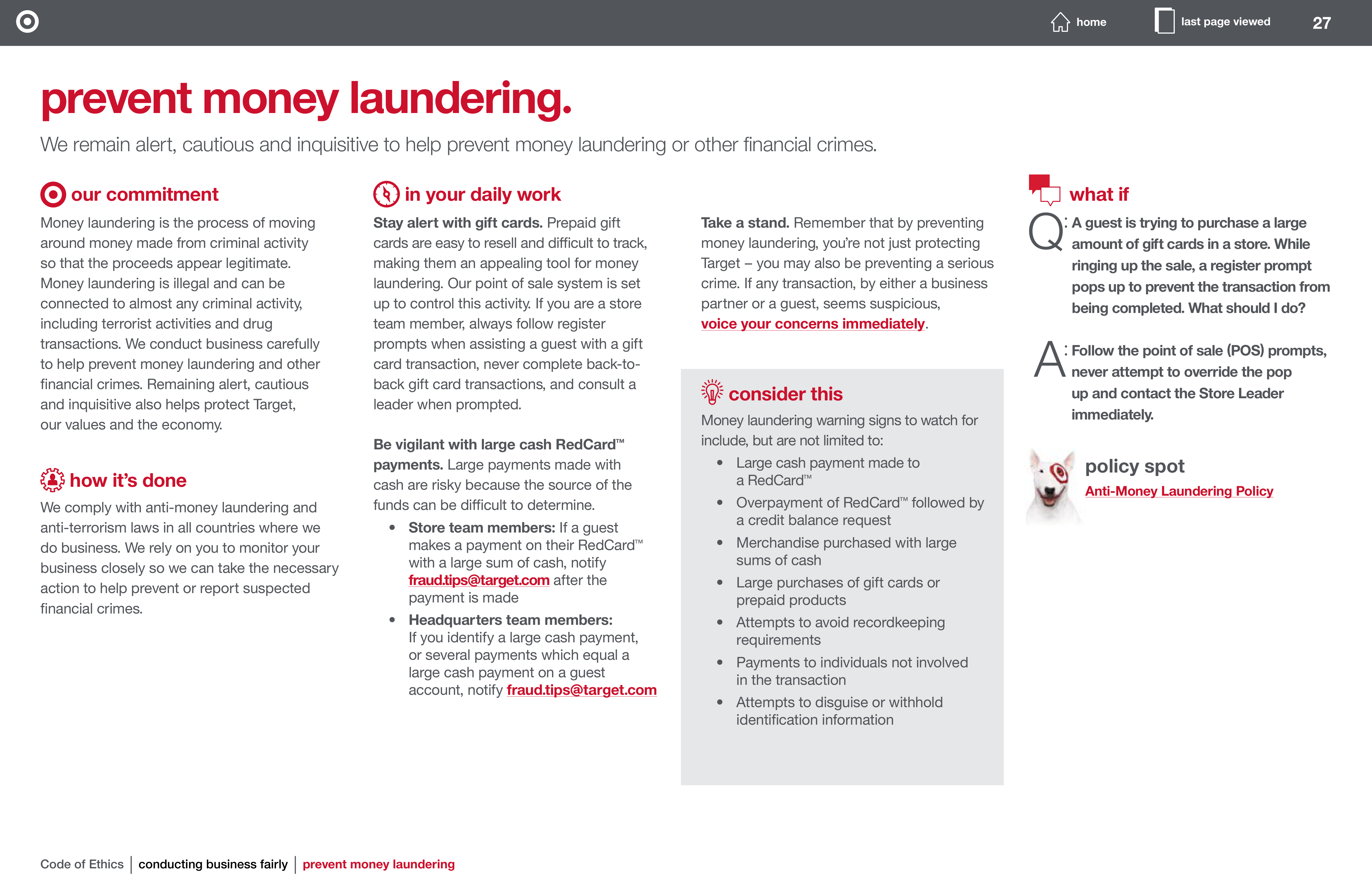 Target Corporation Code of Ethics Handbook — page 27
