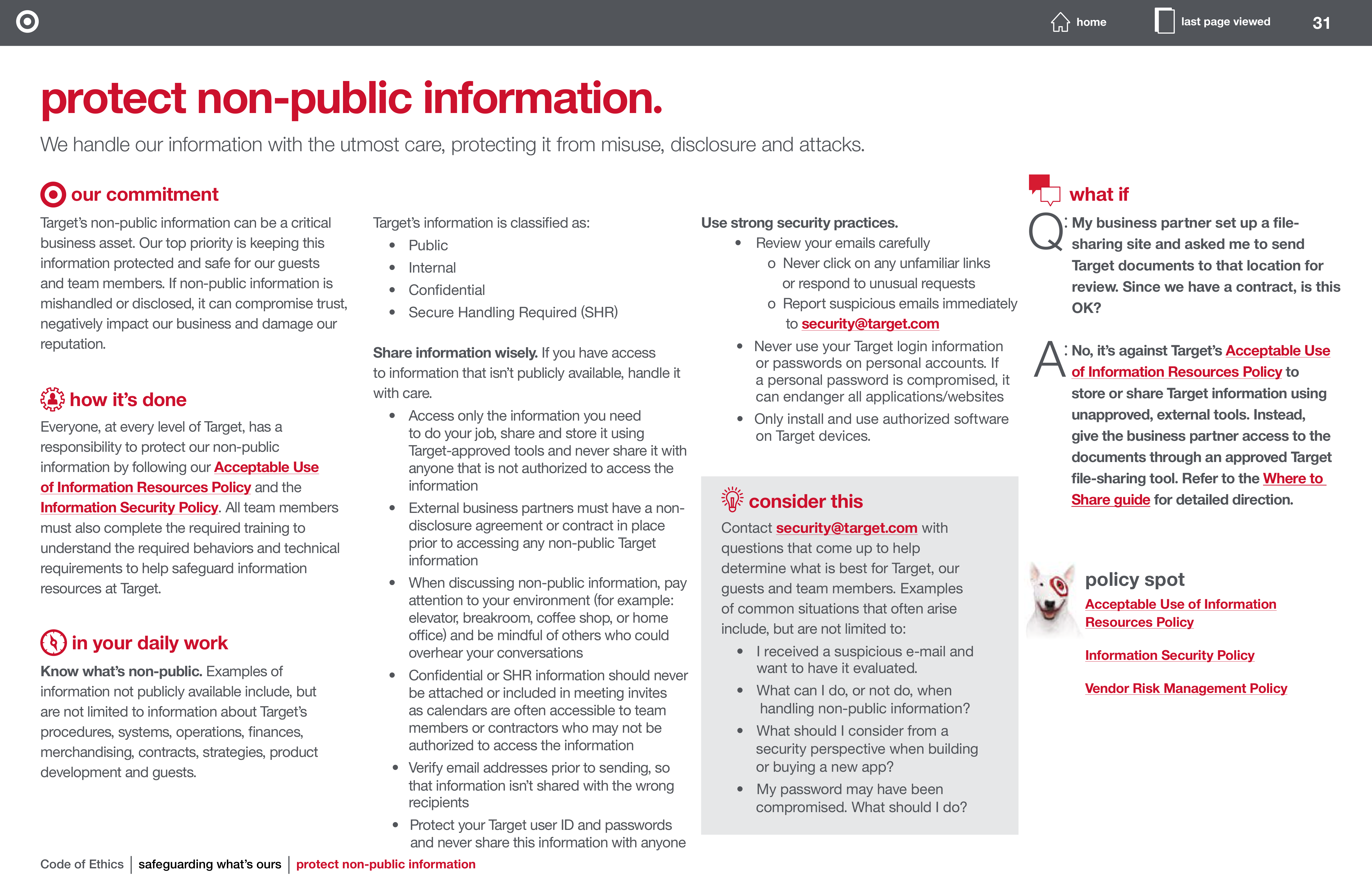 Target Corporation Code of Ethics Handbook — page 31