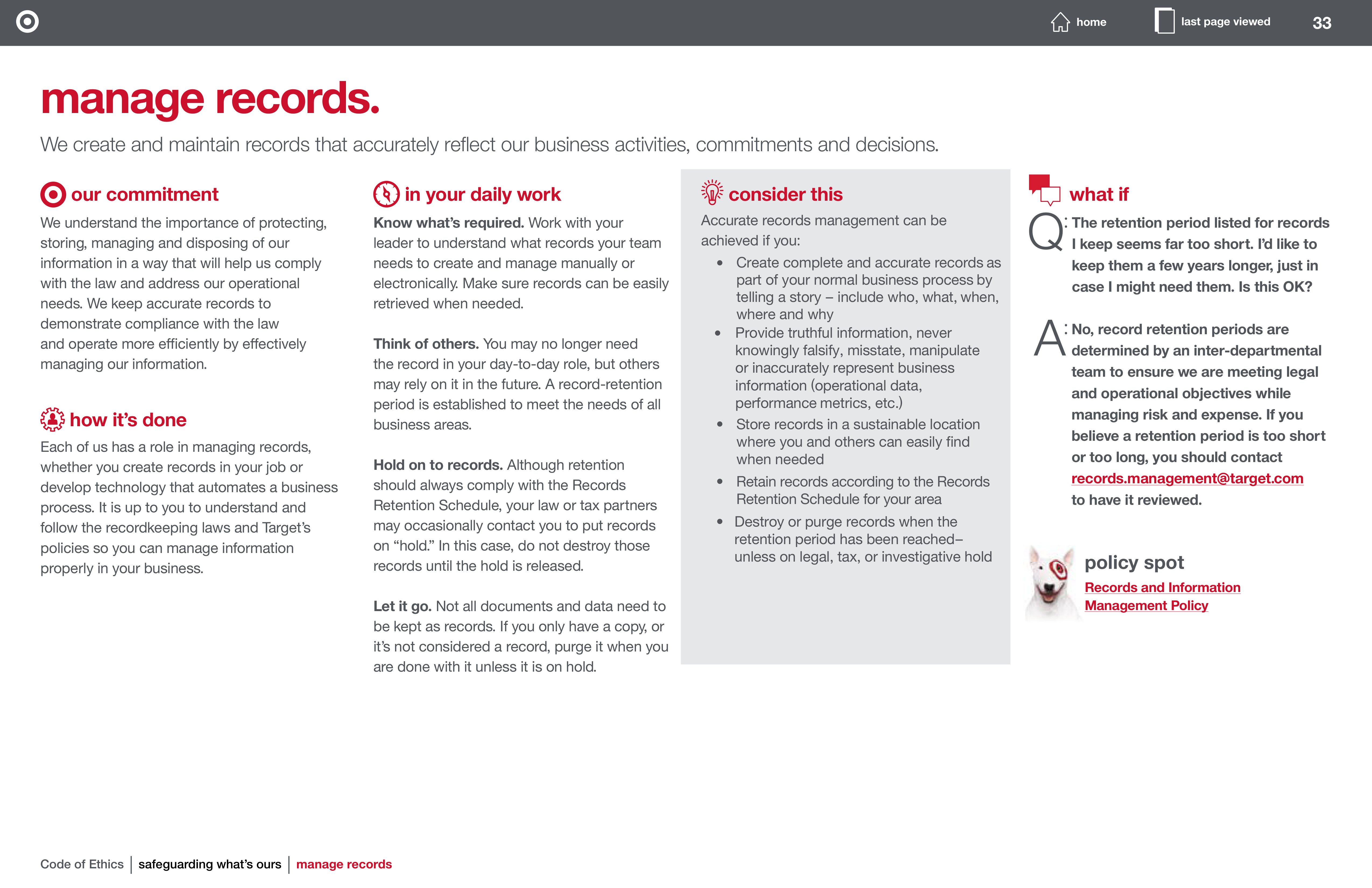 Target Corporation Code of Ethics Handbook — page 33