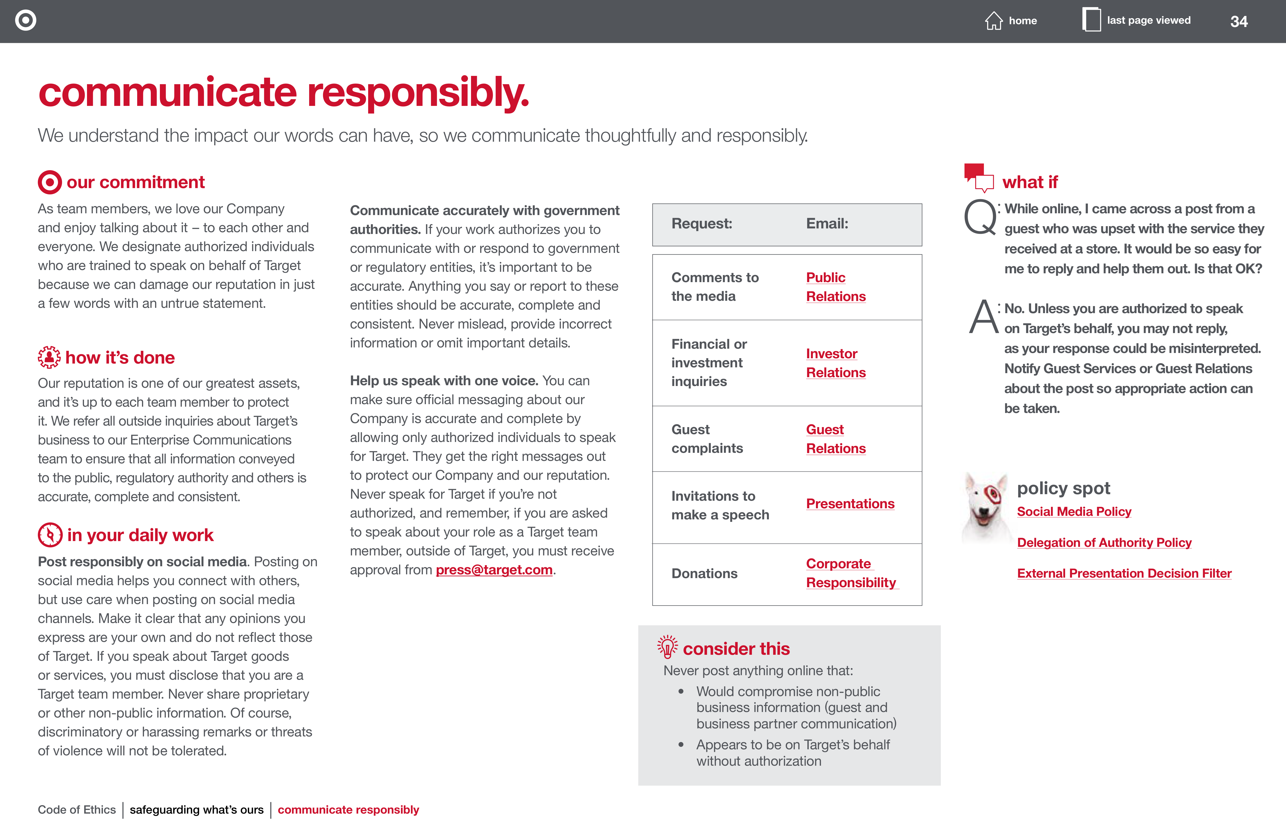 Target Corporation Code of Ethics Handbook — page 34