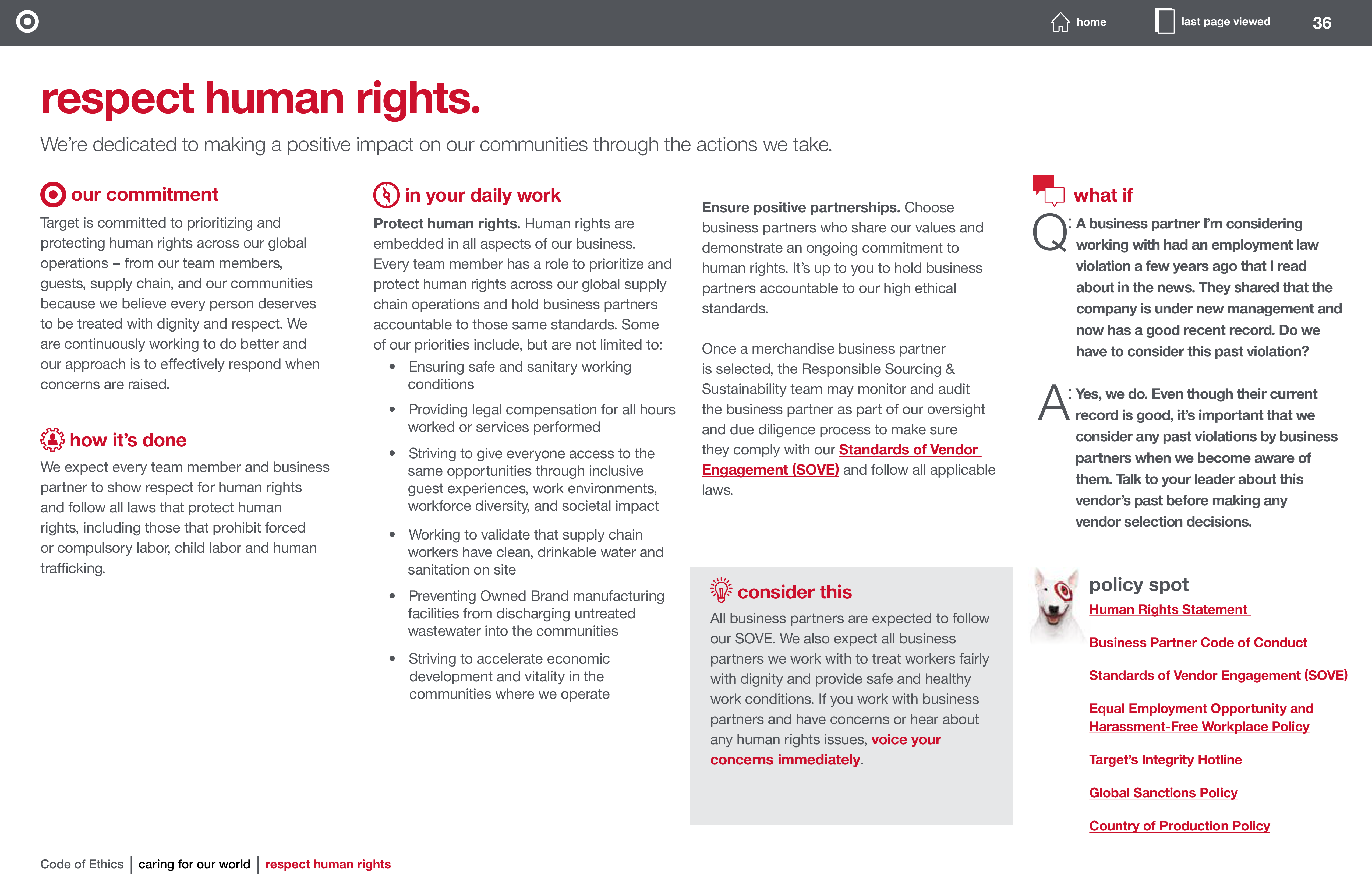 Target Corporation Code of Ethics Handbook — page 36