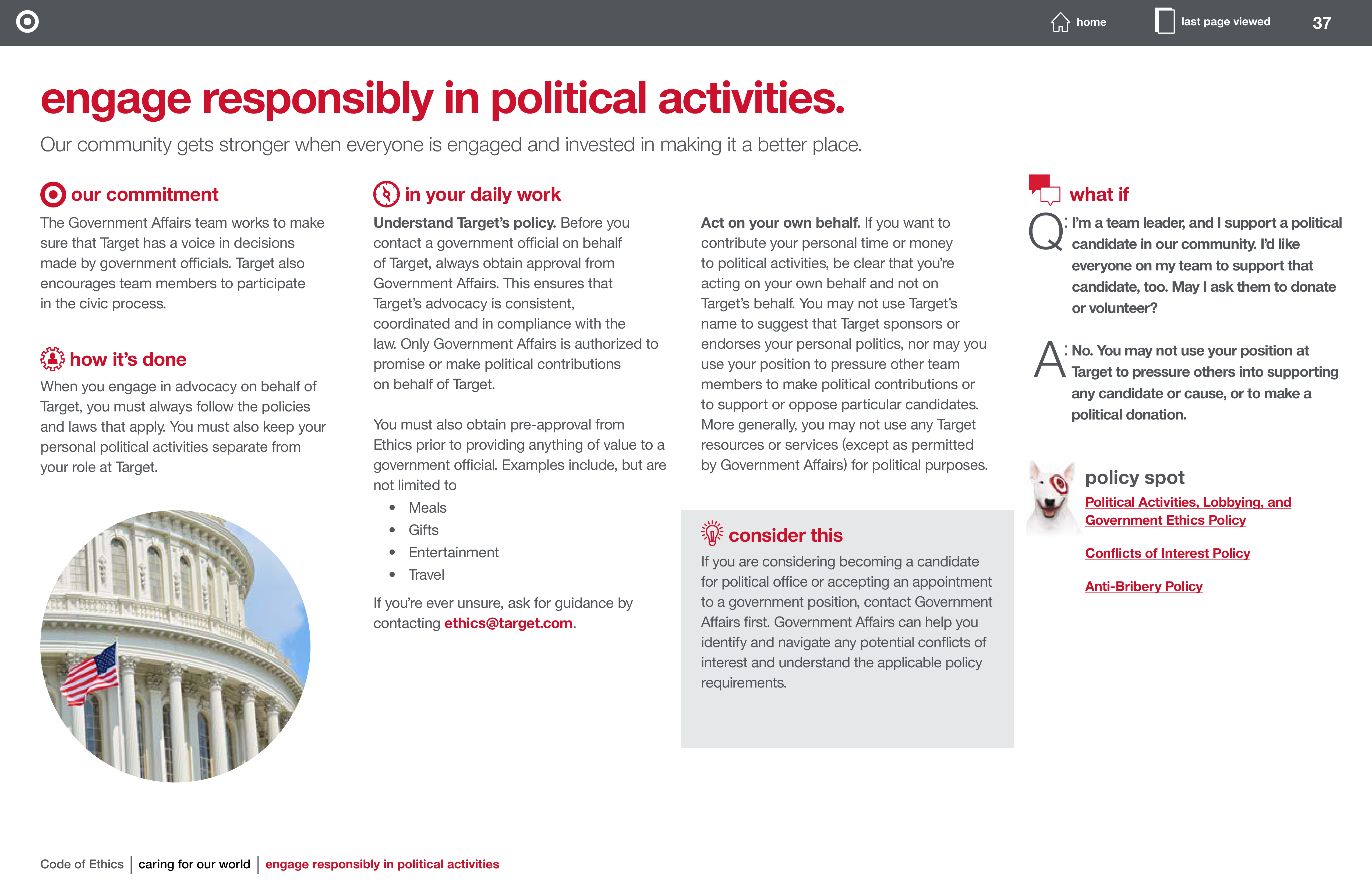 Target Corporation Code of Ethics Handbook — page 37